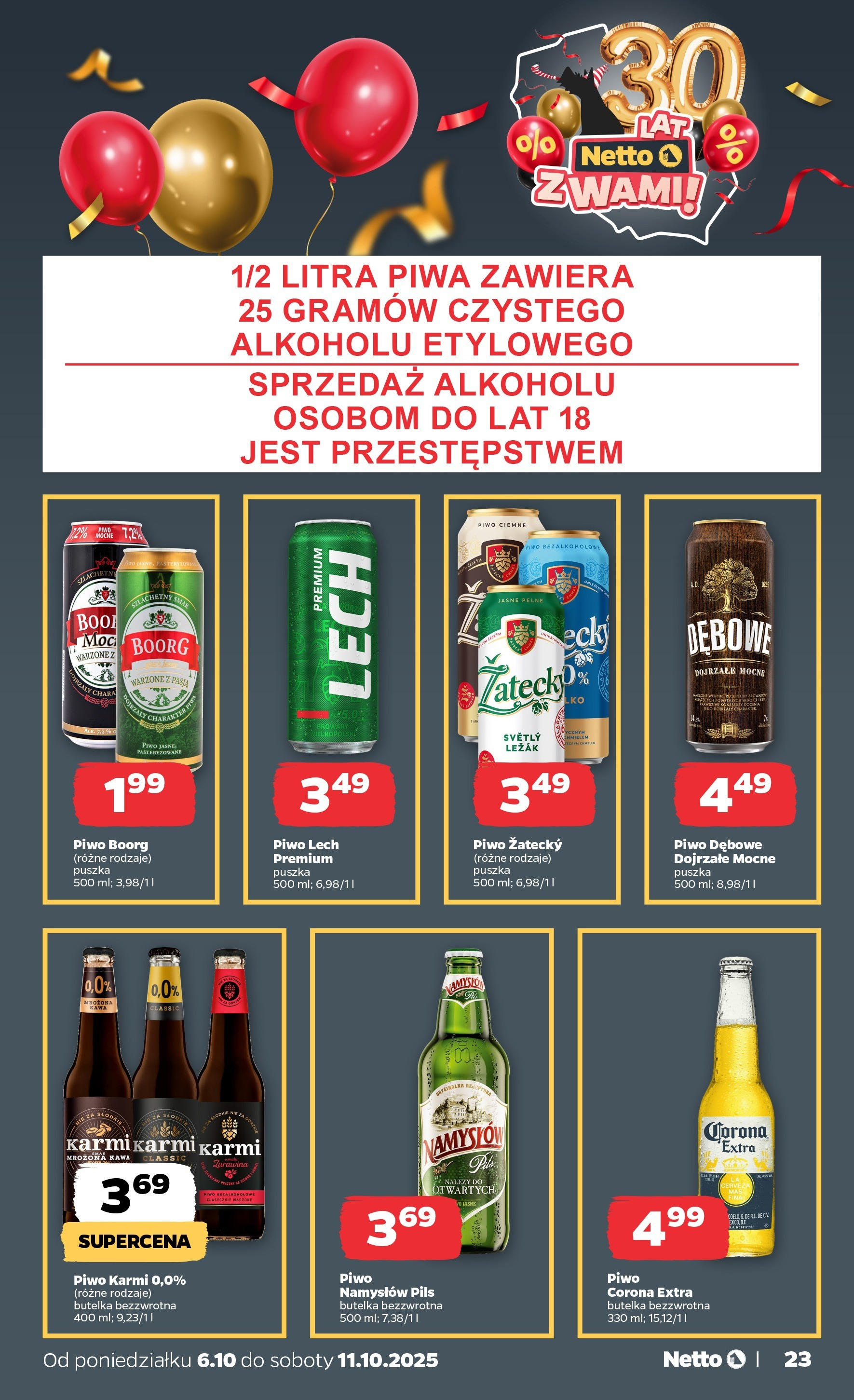 Netto gazetka - Spożywcza od 06.10.2025 - Aktualne promocje | Strona: 23 | Produkty: Leżak, Kawa, Piwo
