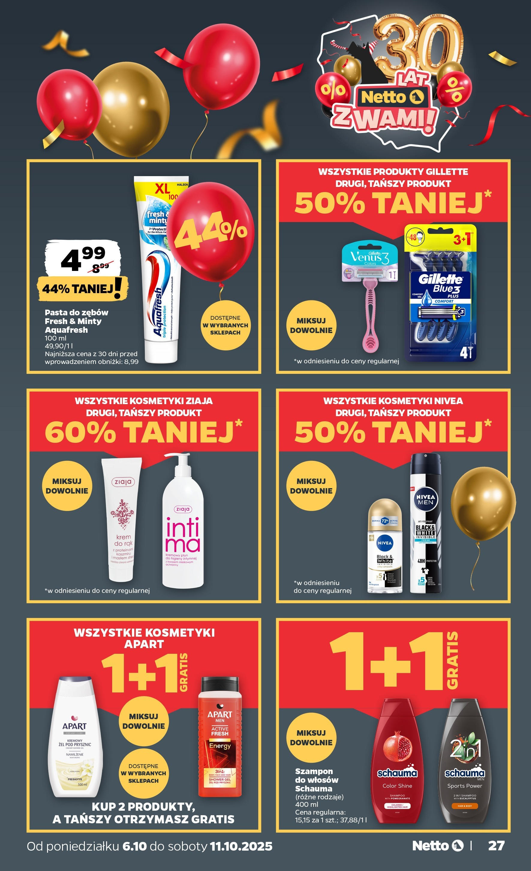Netto gazetka - Spożywcza od 06.10.2025 - Aktualne promocje | Strona: 27 | Produkty: Kosmetyki, Prysznic, Szampon, Krem