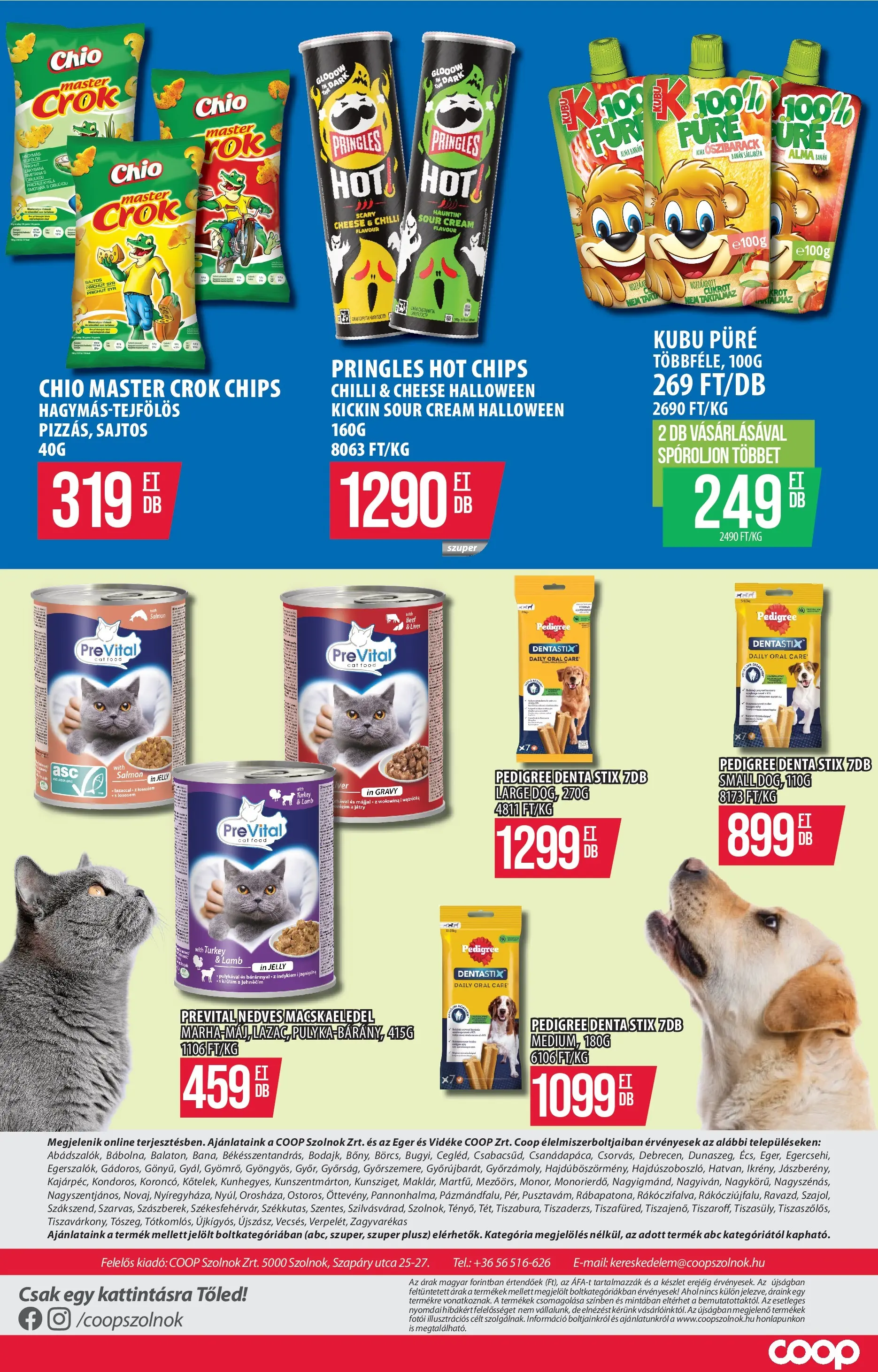 COOP Szolnok Akciós újság - 2025.10.09. -tól/töl > akció, lapozható szórólap 🛍️ | Oldal: 15 | Termékek: Őszibarack, Chips, Egér, Macskaeledel