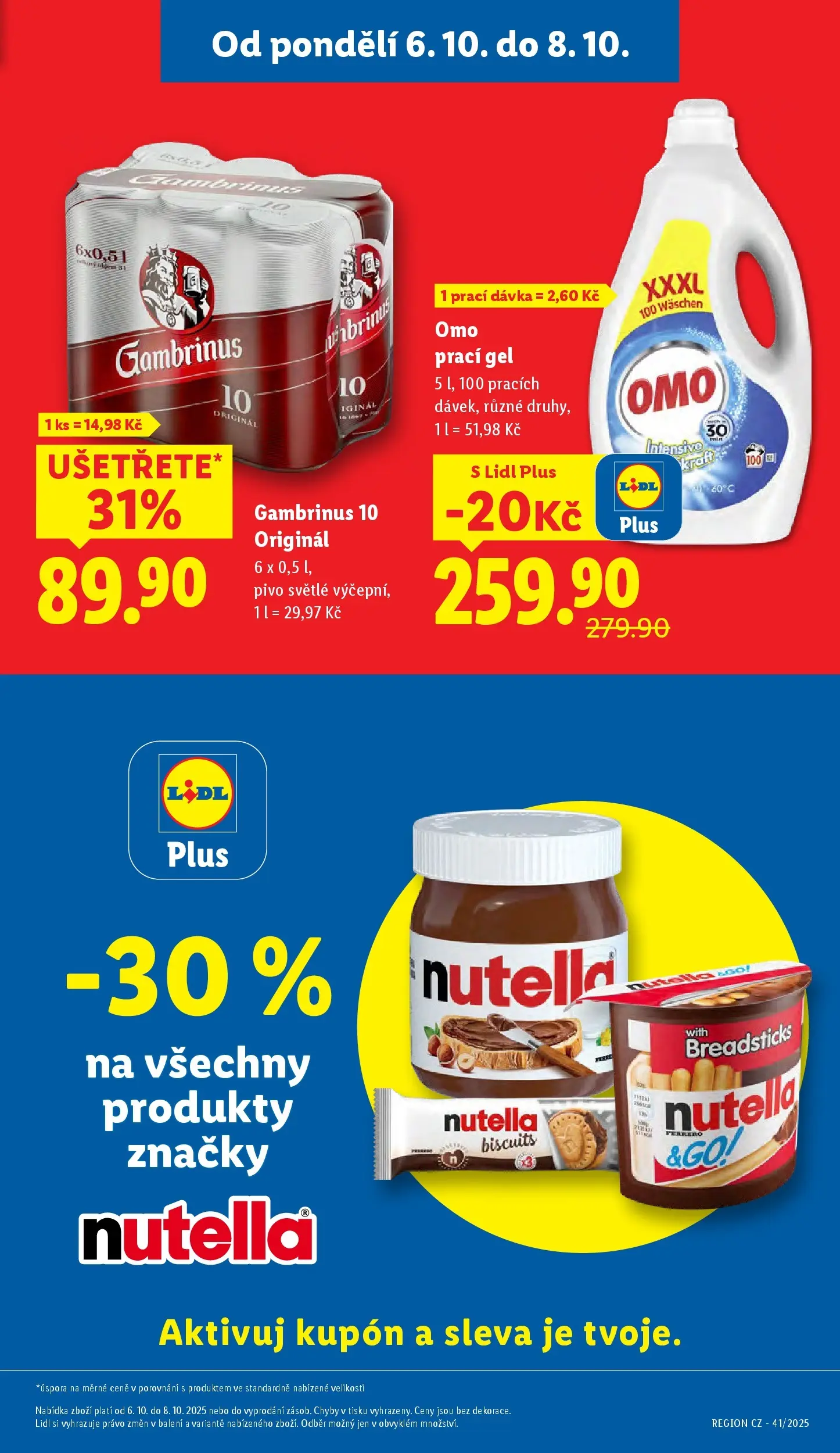 Lidl leták od 05.10.2025 - Nový akční leták | Strana: 3 | Produkty: Prací gel, Gambrinus 10, Gambrinus, Nutella