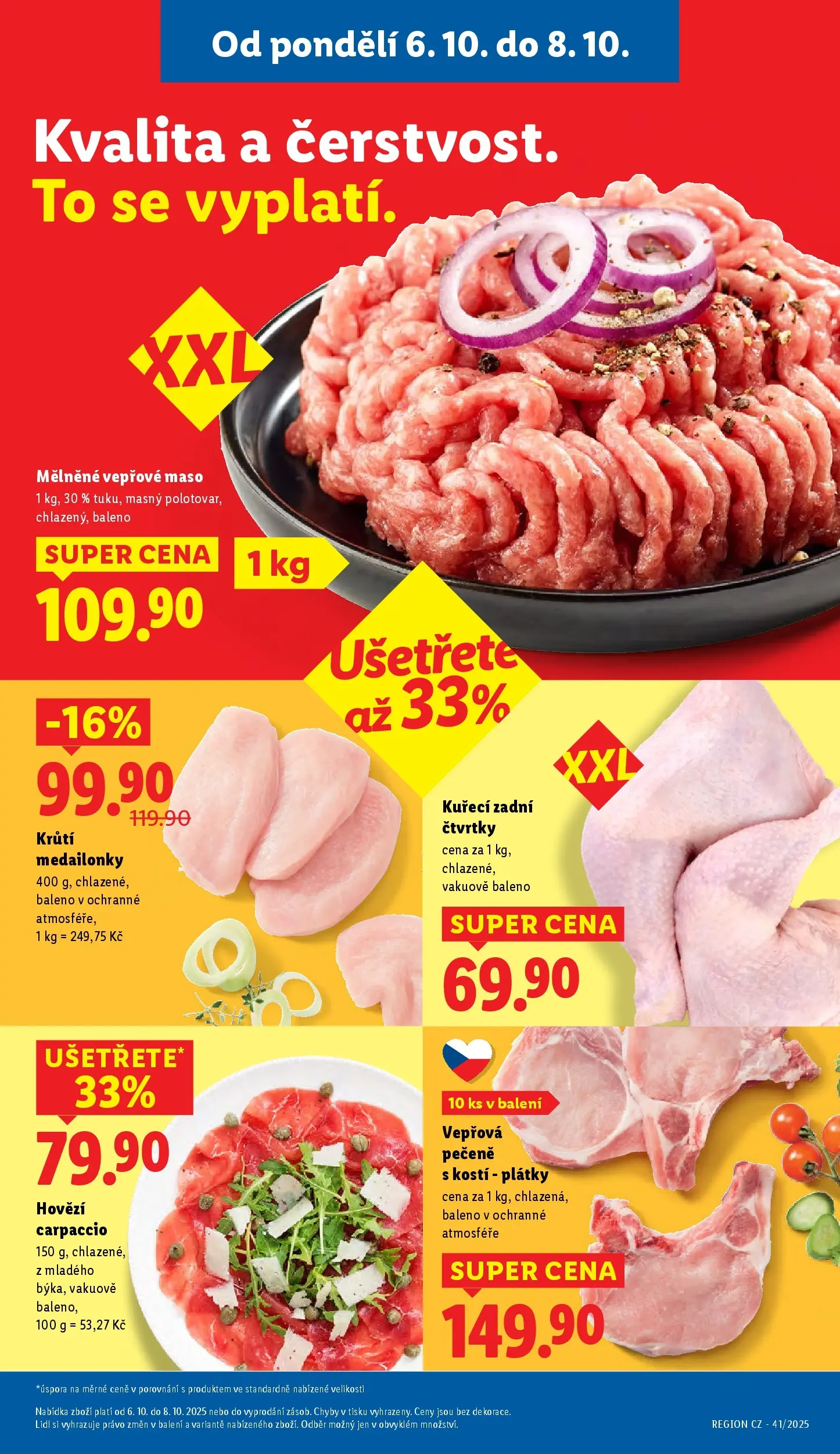 Lidl leták od 05.10.2025 - Nový akční leták | Strana: 11 | Produkty: Vepřová pečeně, Vepřové maso, Hovězí carpaccio, Maso