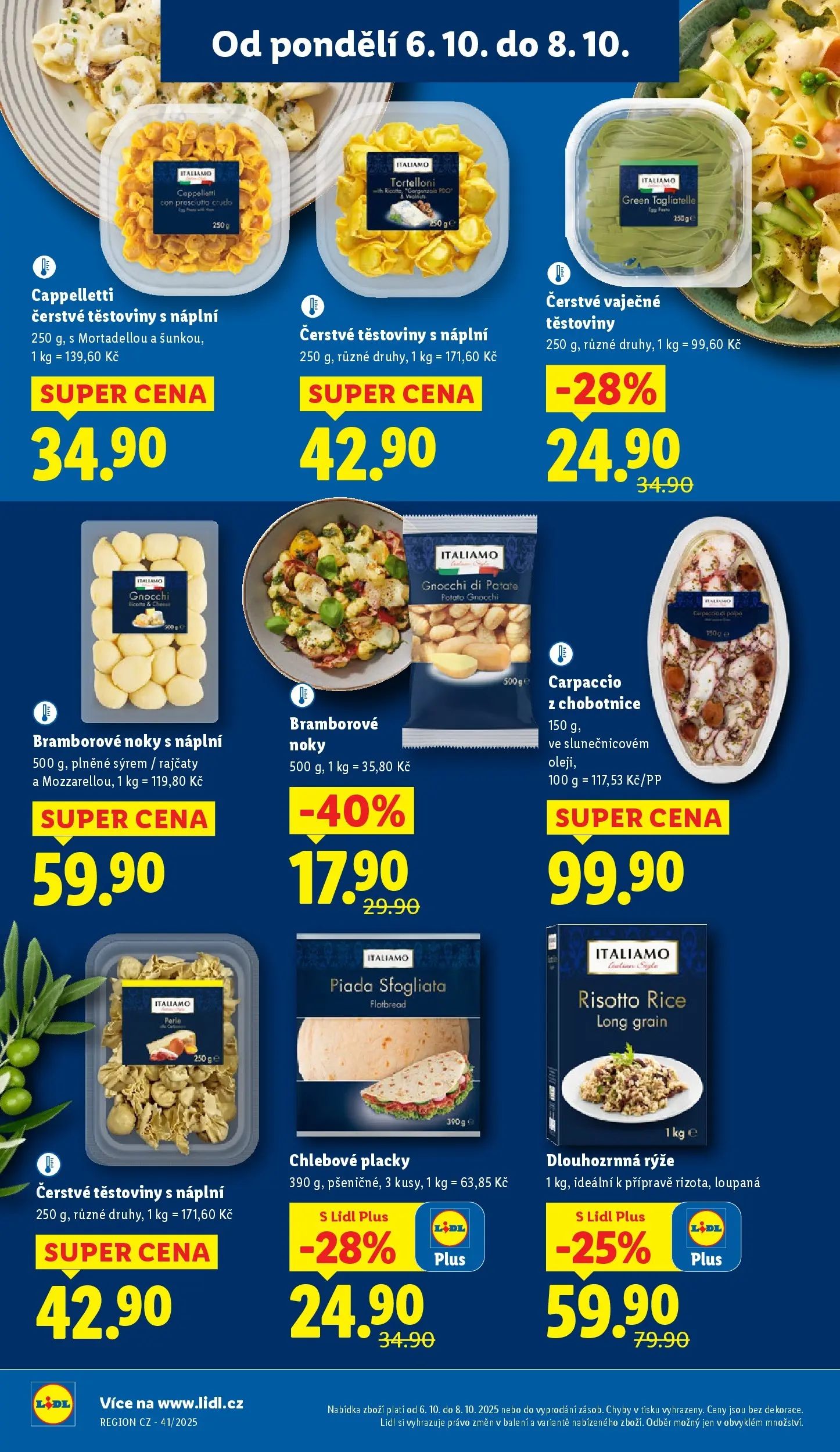 Lidl leták od 05.10.2025 - Nový akční leták | Strana: 16 | Produkty: Čerstvé těstoviny, Rýže, Gnocchi, Crudo