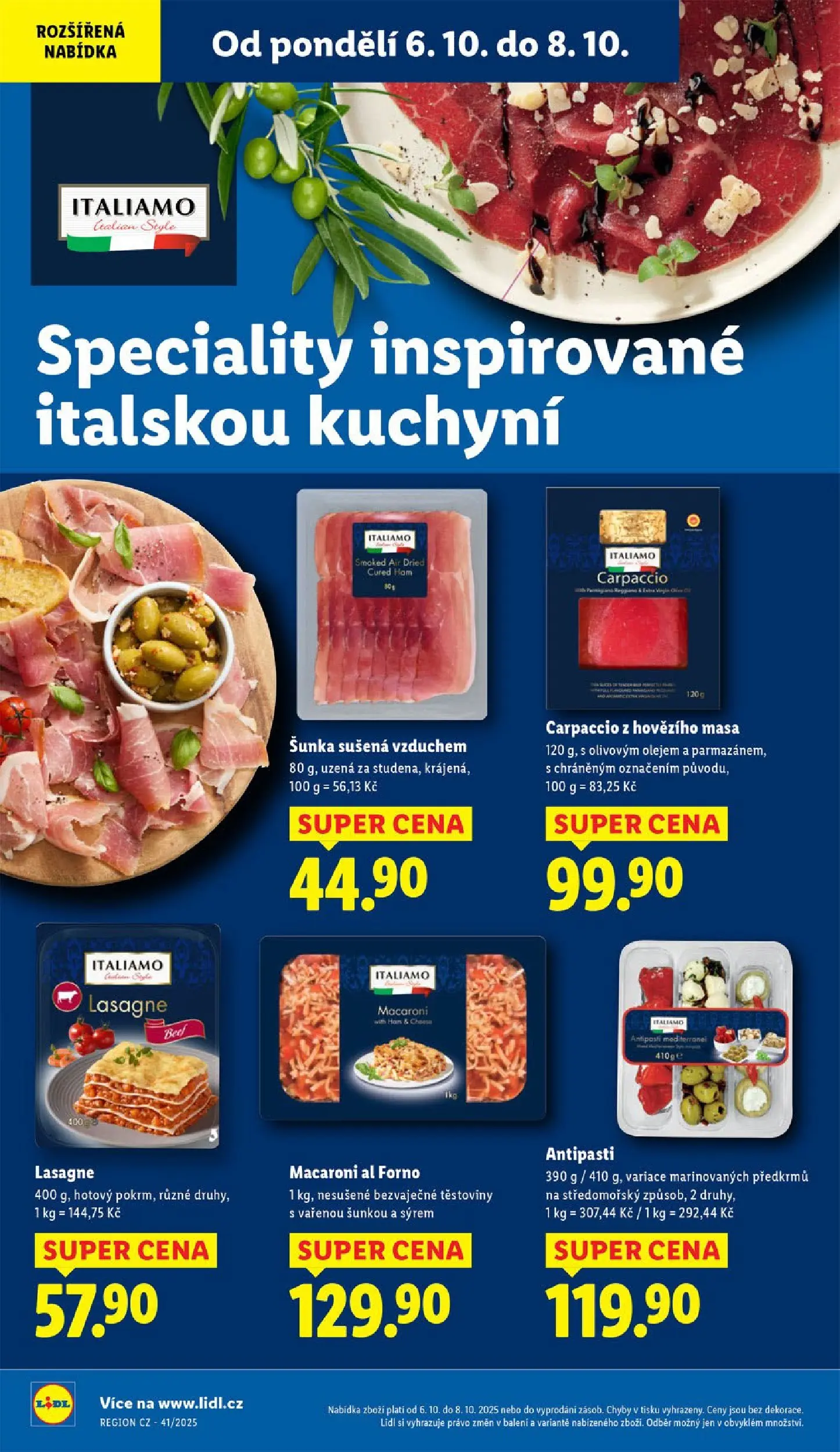 Lidl leták od 05.10.2025 - Nový akční leták | Strana: 24 | Produkty: Šunka, Med, Carpaccio, Lasagne