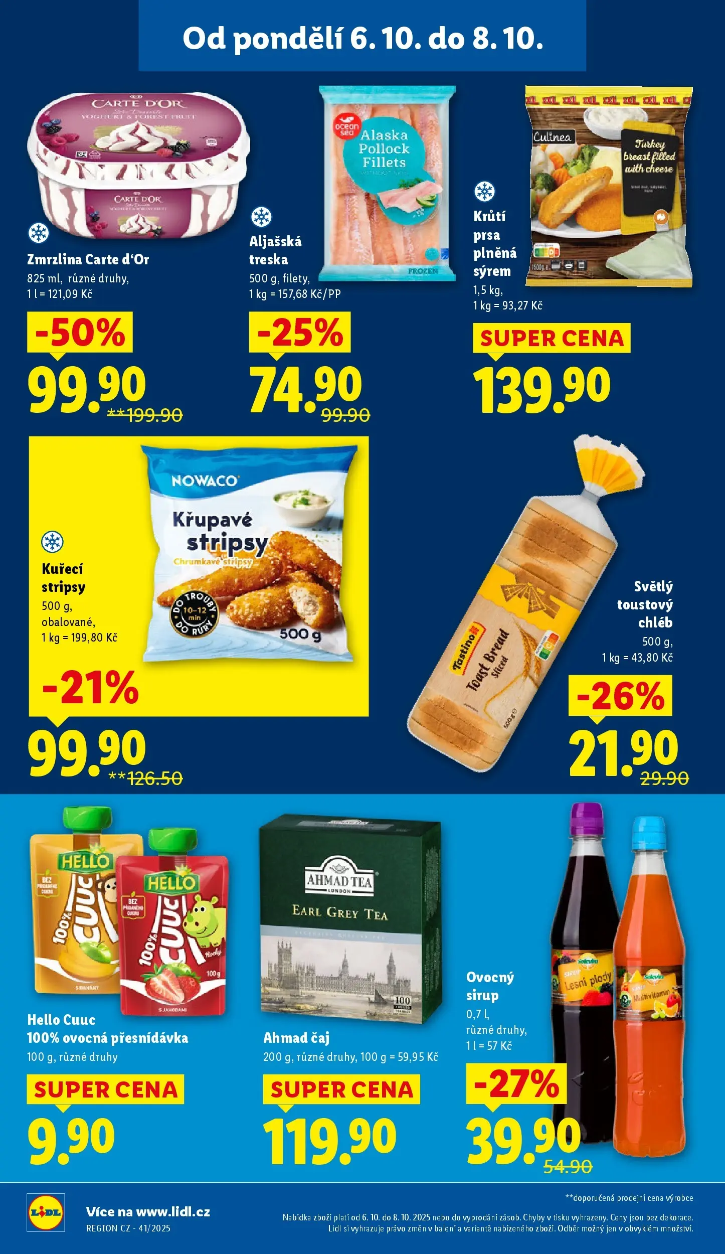 Lidl leták od 05.10.2025 - Nový akční leták | Strana: 30 | Produkty: Aljašská treska, Zmrzlina, Solevita, Ahmad tea