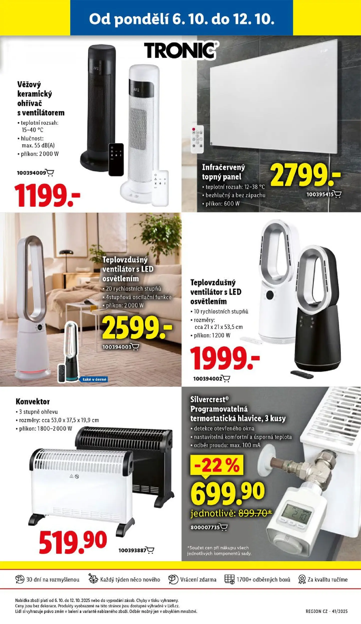 Lidl leták od 05.10.2025 - Nový akční leták | Strana: 37 | Produkty: Ventilátor, Teplovzdušný ventilátor, LED
