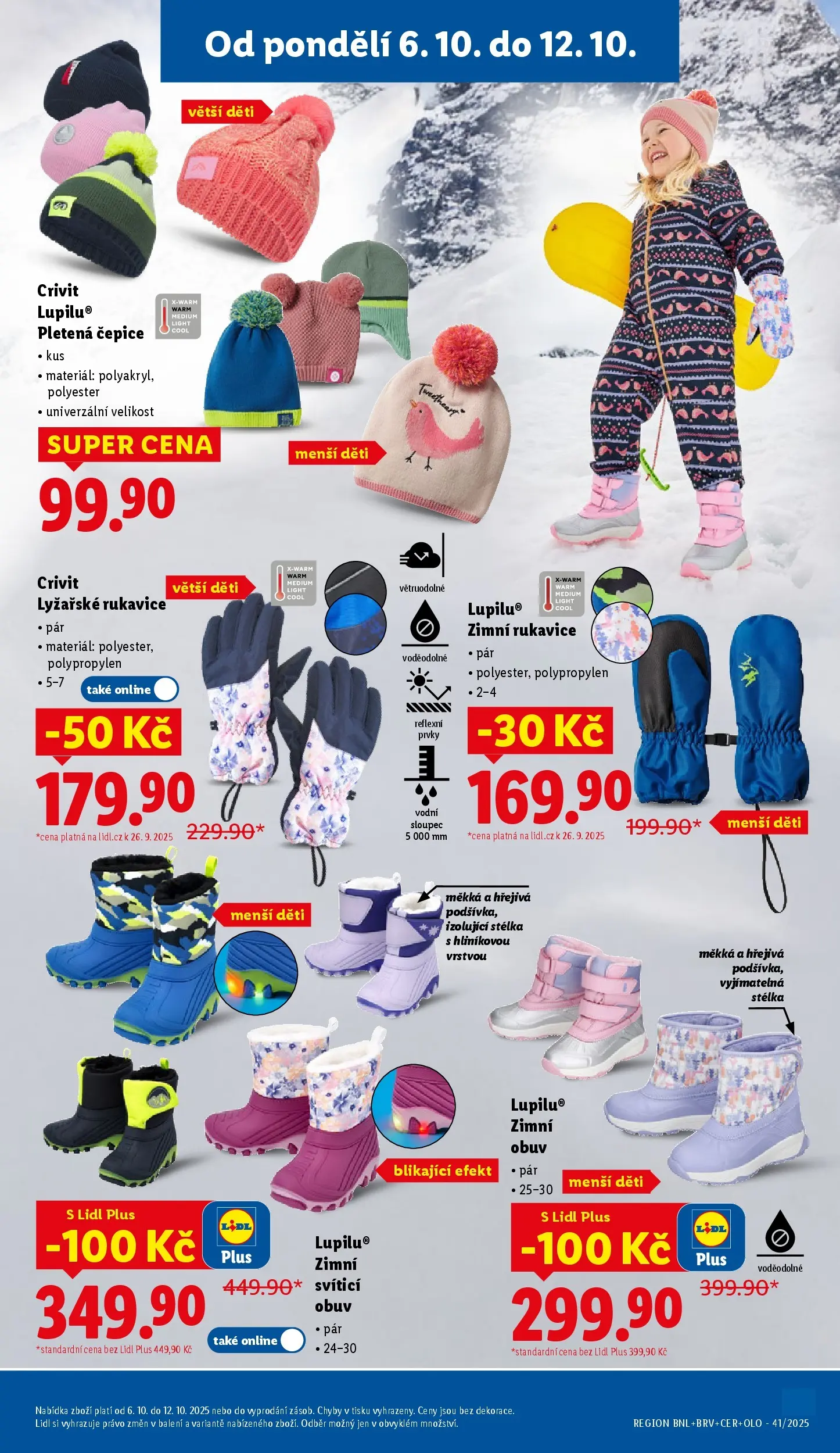 Lidl leták od 05.10.2025 - Nový akční leták | Strana: 41 | Produkty: Čepice, Rukavice, Obuv