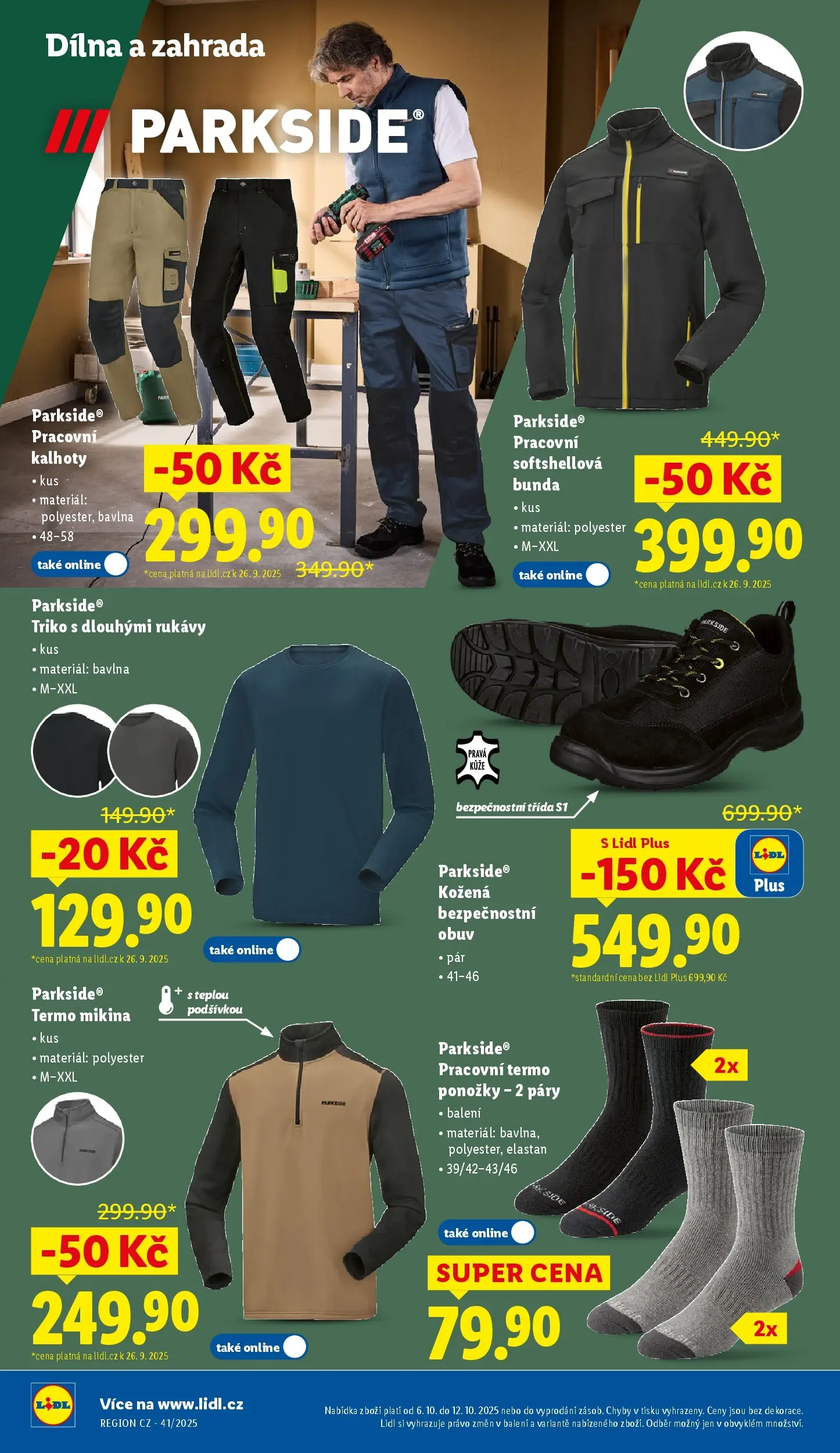 Lidl leták od 05.10.2025 - Nový akční leták | Strana: 44 | Produkty: Bunda, Kalhoty, Ponožky, Parkside