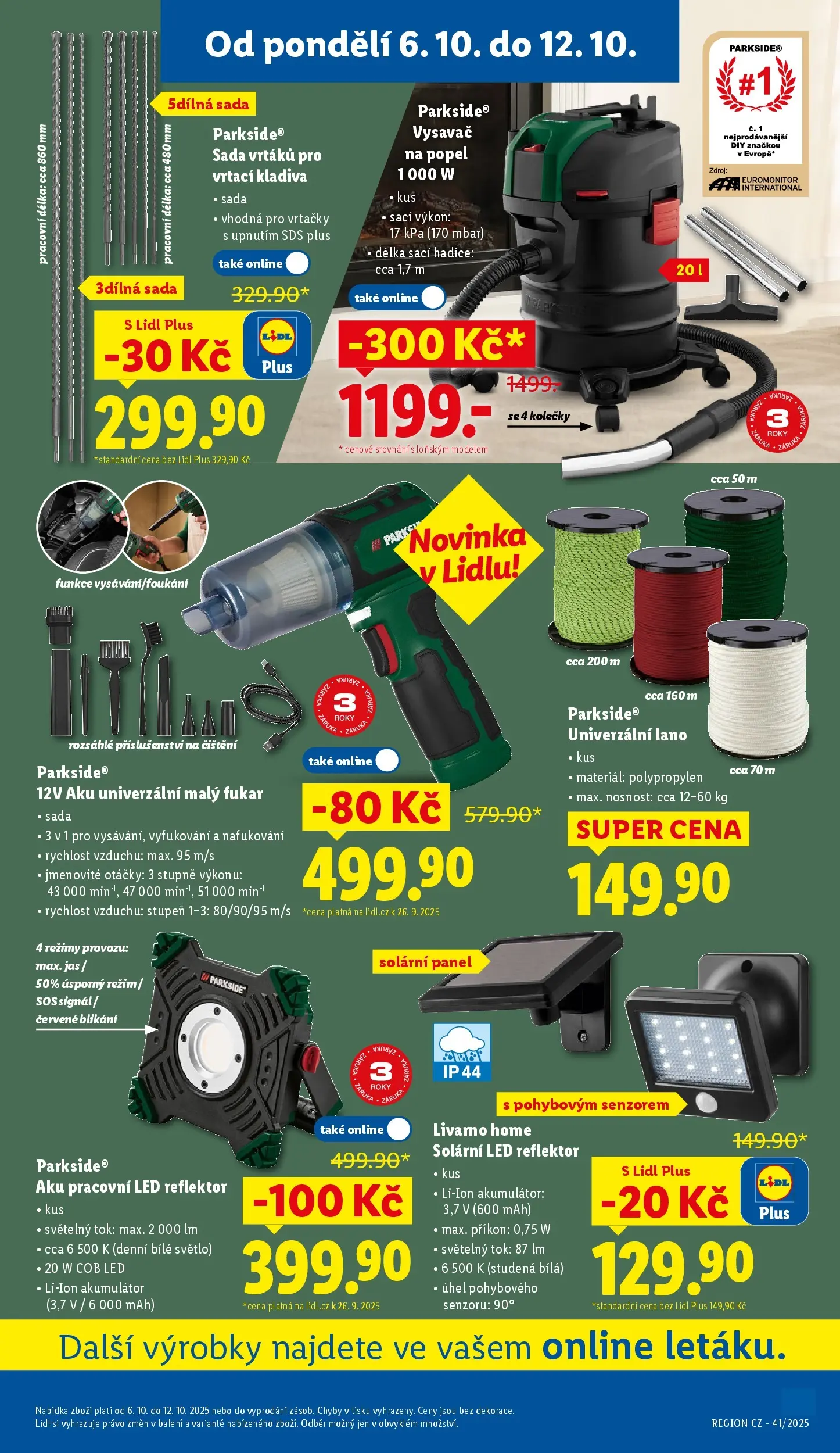 Lidl leták od 05.10.2025 - Nový akční leták | Strana: 45 | Produkty: Parkside, Hadice, Vysavač, LED