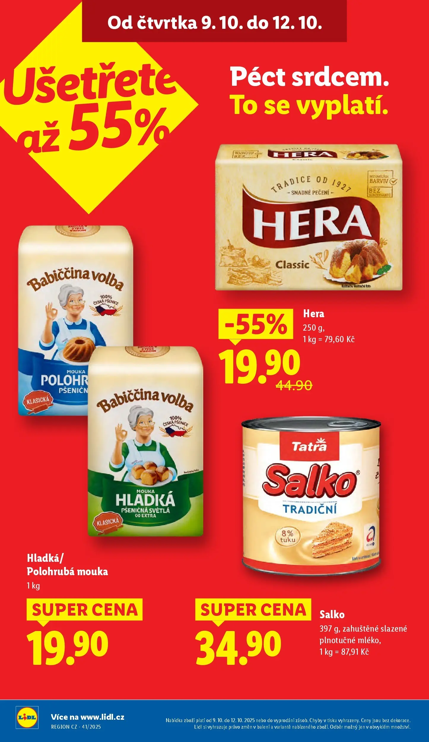 Lidl leták od 08.10.2025 - Nový akční leták | Strana: 2 | Produkty: Polohrubá mouka, Hera, Salko, Mouka