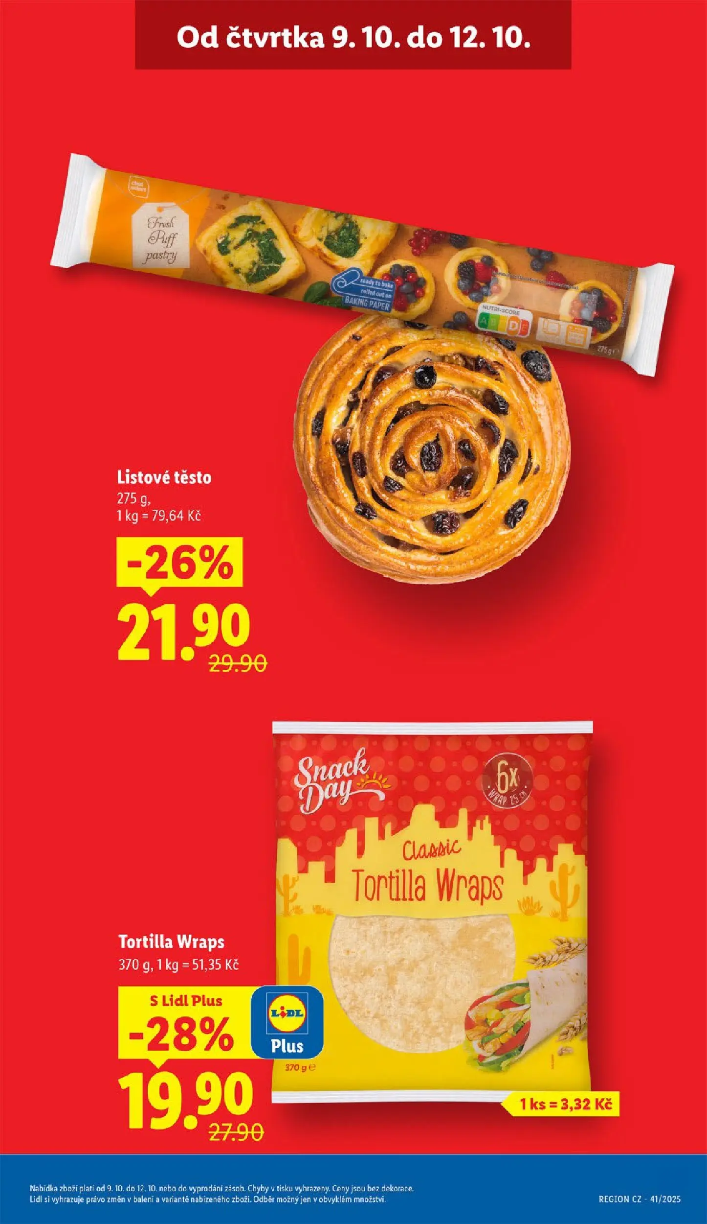 Lidl leták od 08.10.2025 - Nový akční leták | Strana: 5 | Produkty: Tortilla wraps, Listové těsto, Tortilla, Těsto