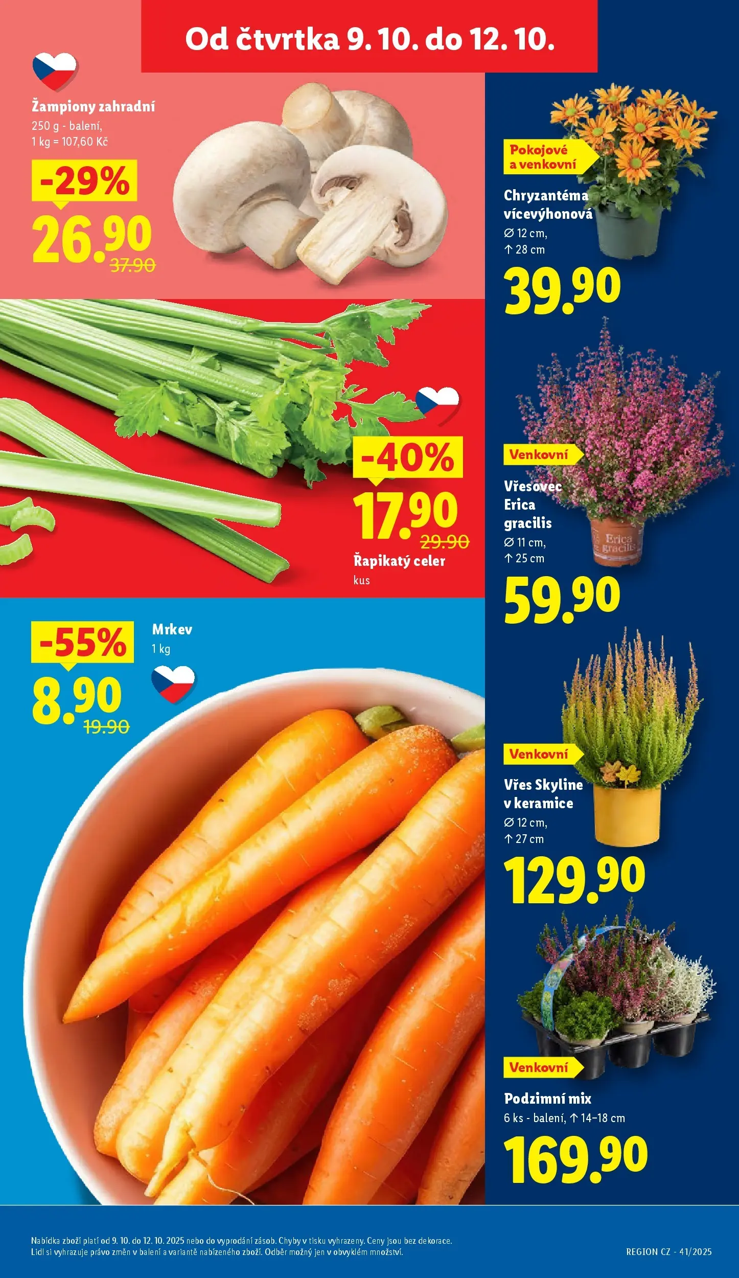 Lidl leták od 08.10.2025 - Nový akční leták | Strana: 9 | Produkty: Žampiony, Vřes, Mrkev, Celer