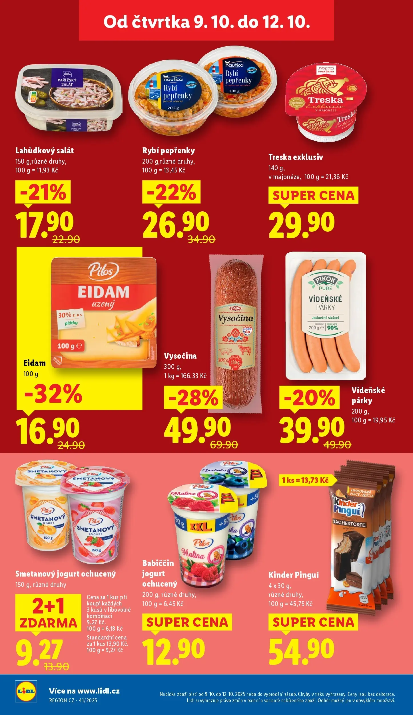 Lidl leták od 08.10.2025 - Nový akční leták | Strana: 12 | Produkty: Jogurt, Treska, Salát, Pikok
