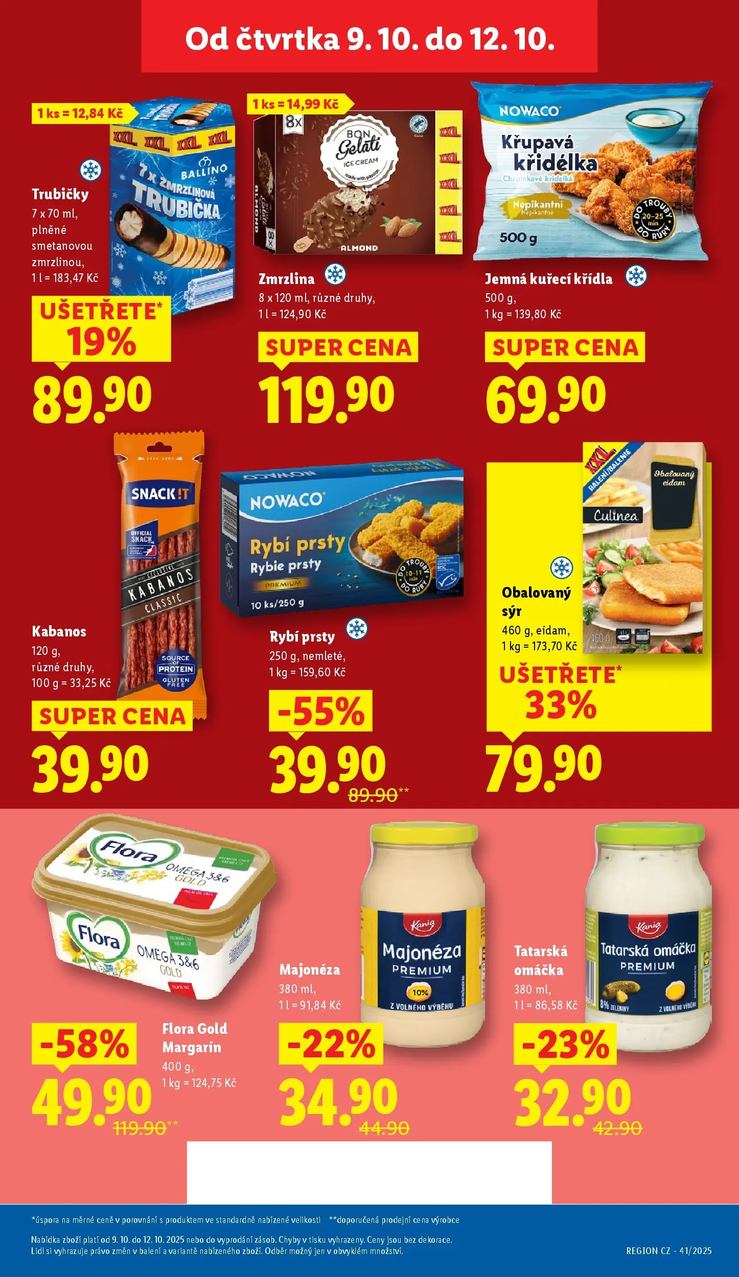 Lidl leták od 08.10.2025 - Nový akční leták | Strana: 13 | Produkty: Bon Gelati, Eidam, Kuřecí Křídla, Flora gold