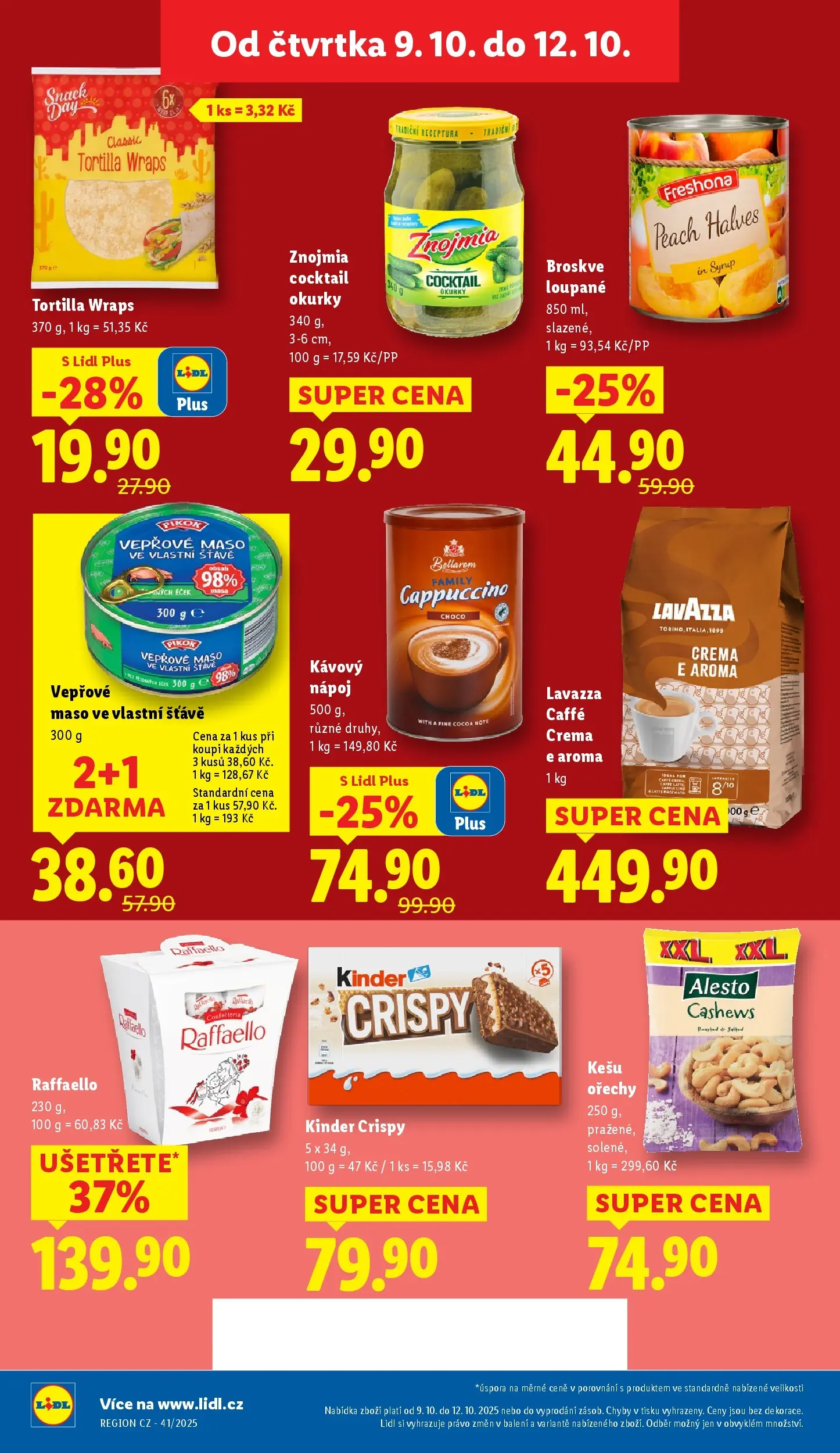 Lidl leták od 08.10.2025 - Nový akční leták | Strana: 14 | Produkty: Tortilla wraps, Vepřové maso ve vlastní šťávě, Maso, Bellarom