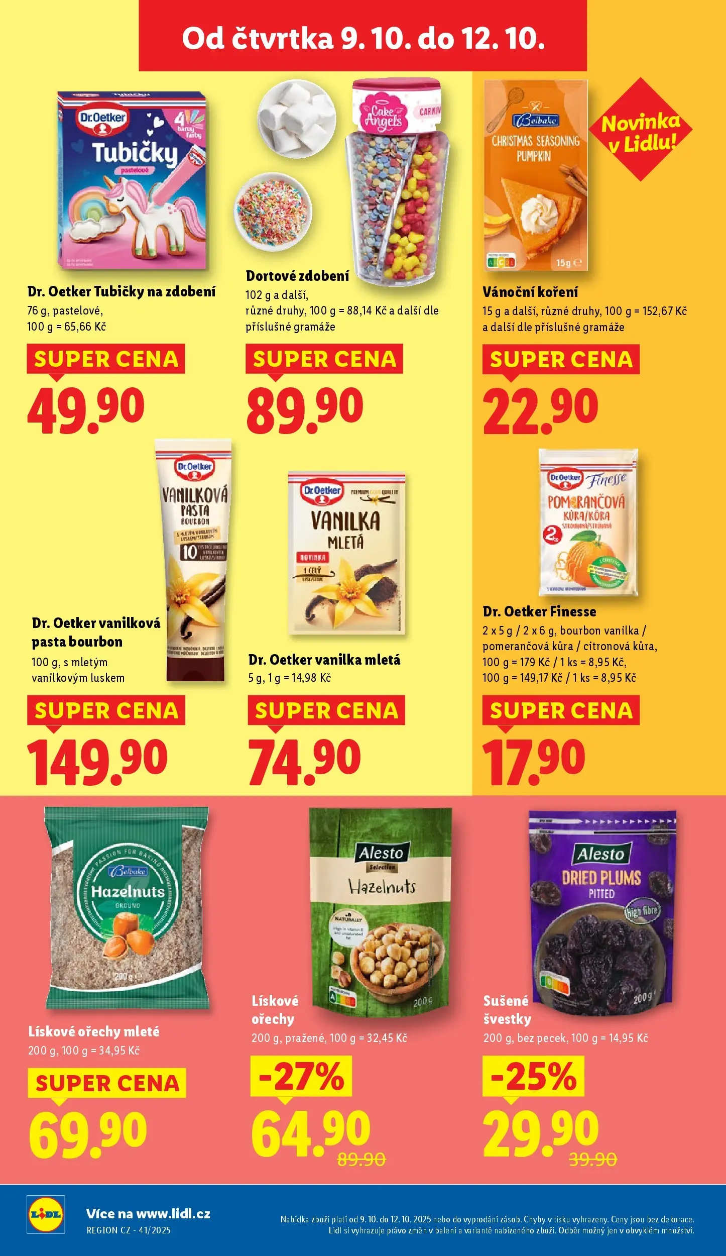 Lidl leták od 08.10.2025 - Nový akční leták | Strana: 20 | Produkty: Bourbon, Vanilková pasta, Lískové ořechy, Sušené švestky