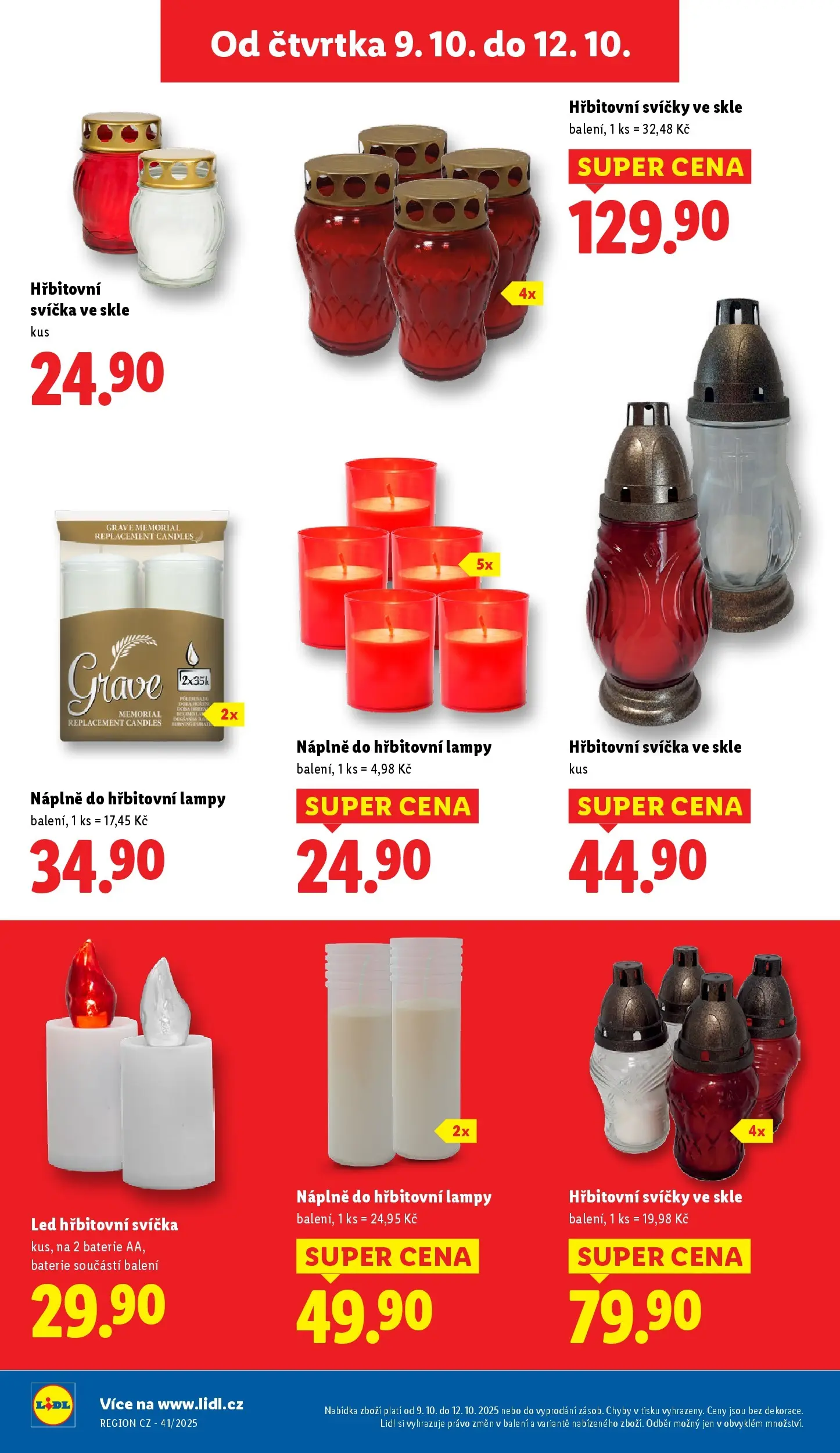 Lidl leták od 08.10.2025 - Nový akční leták | Strana: 26 | Produkty: Hřbitovní svíčky, Svíčka, Svíčky, LED