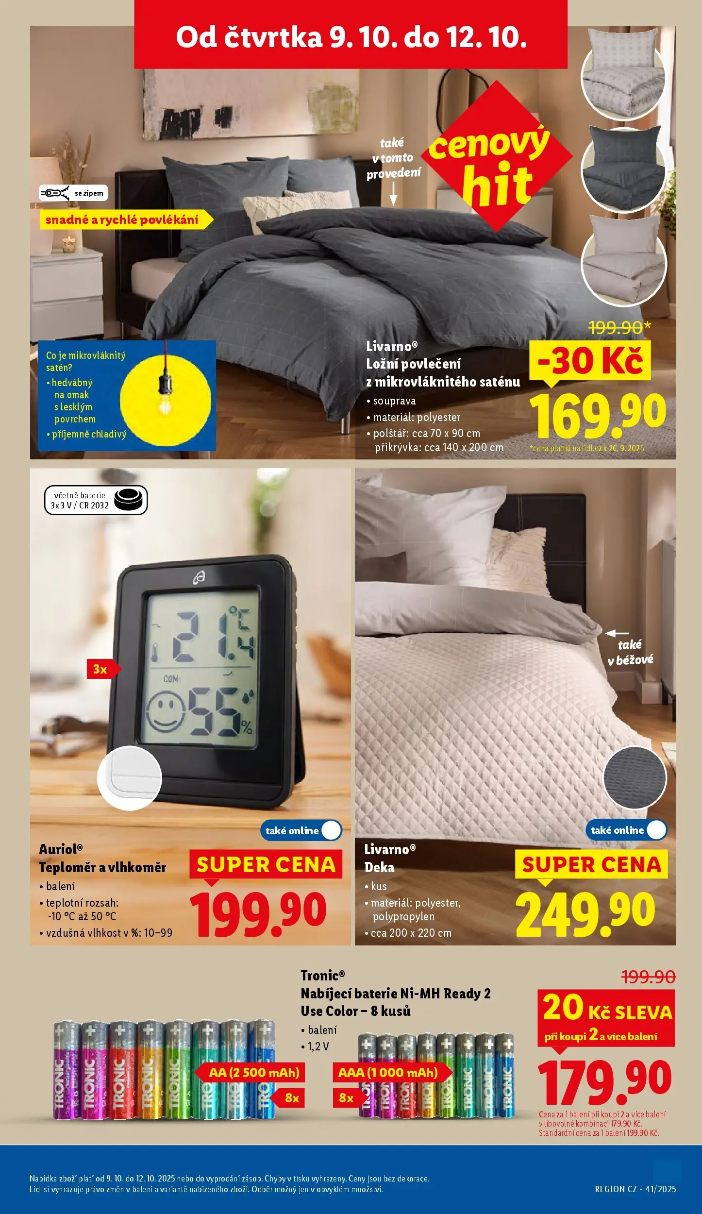 Lidl leták od 05.10.2025 - Nový akční leták | Strana: 25 | Produkty: Nabíjecí baterie, Ložní povlečení, Polštář, Přikrývka