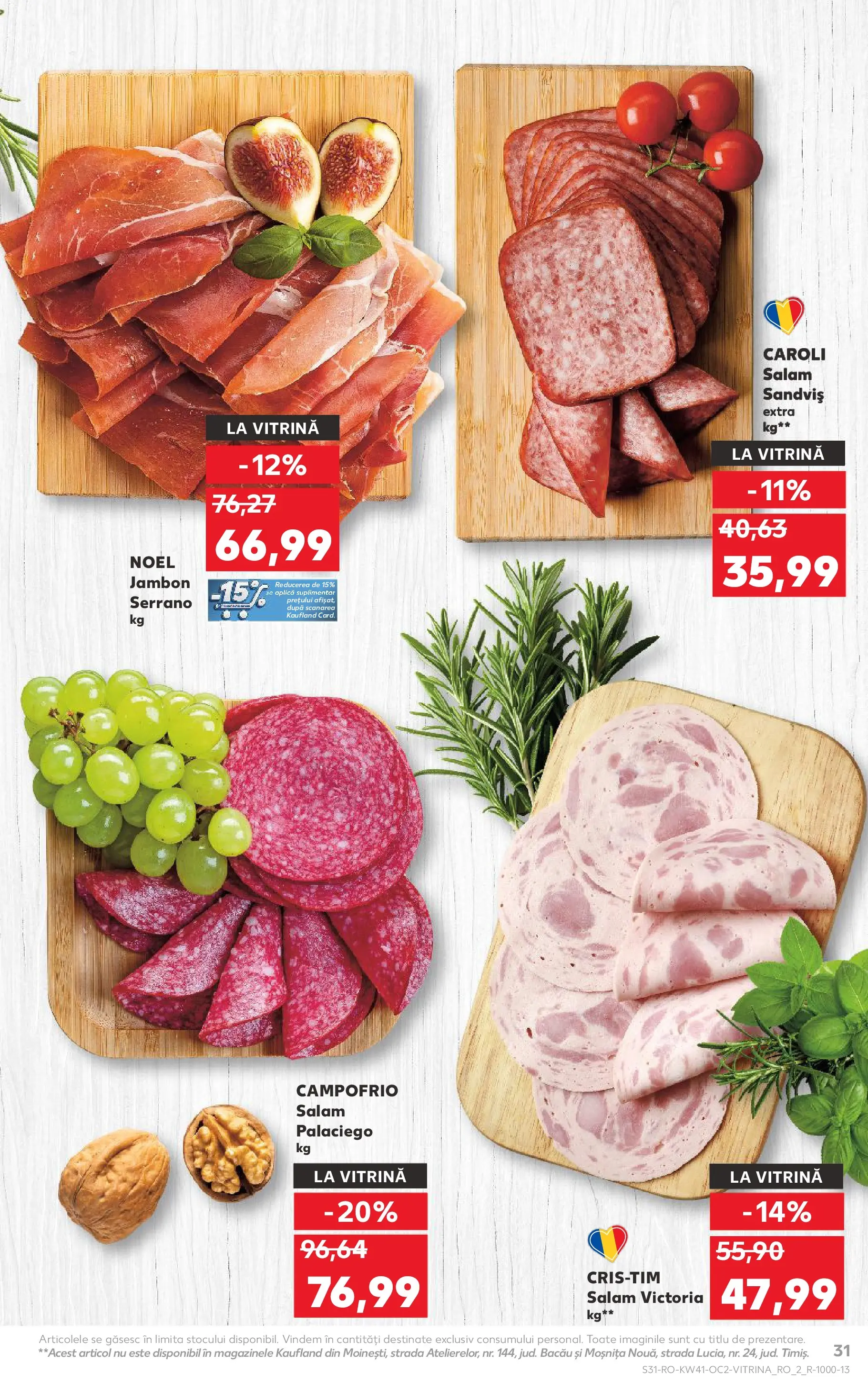 Catalog Kaufland - Bucureşti 08.10.2025 - Revista si Oferta | Pagină: 31 | Produse: Bahçe aydınlatması, Vitrină, Salam