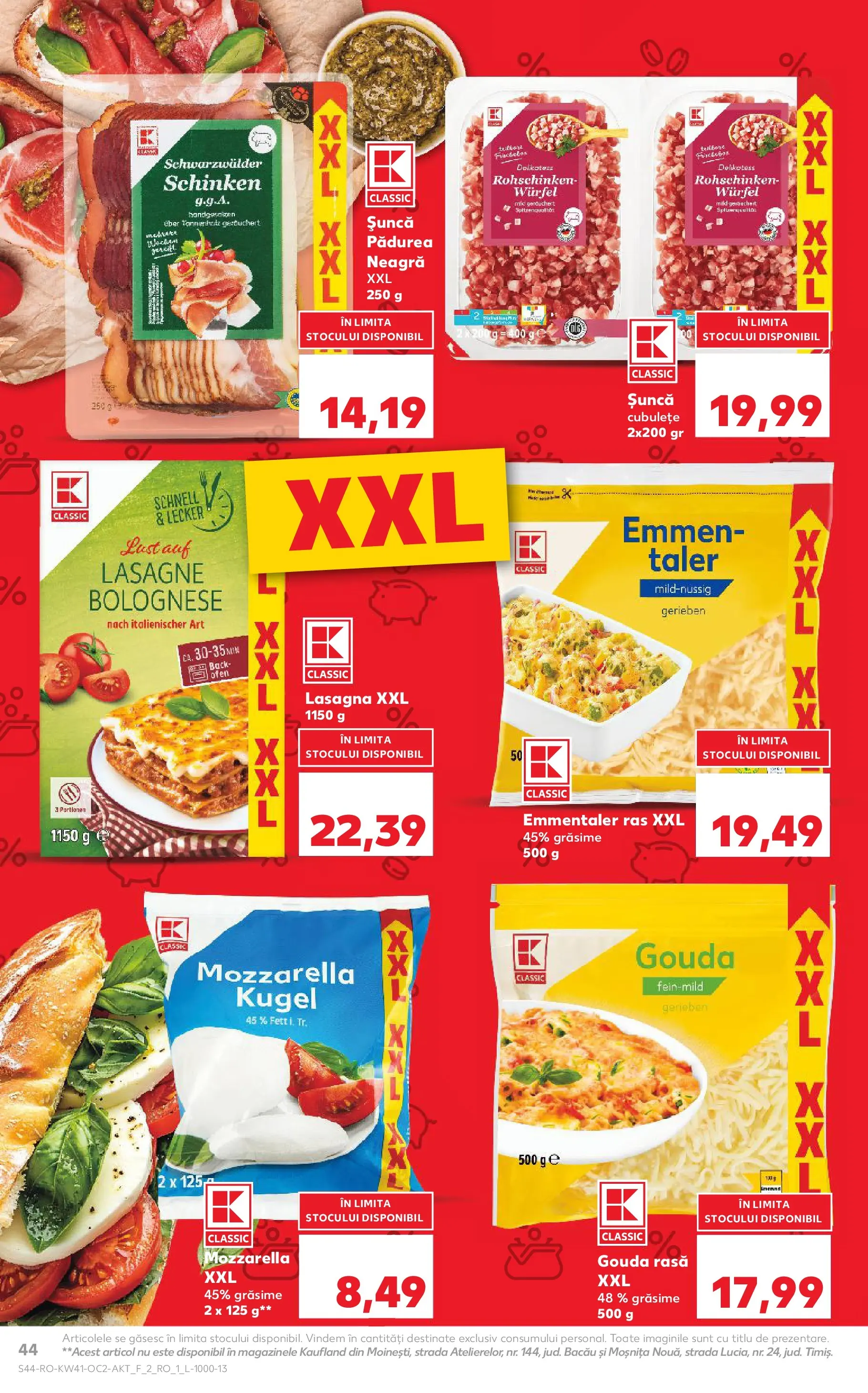 Catalog Kaufland - Bucureşti 08.10.2025 - Revista si Oferta | Pagină: 44 | Produse: Lasagna, Mozzarella, Șuncă, Gouda
