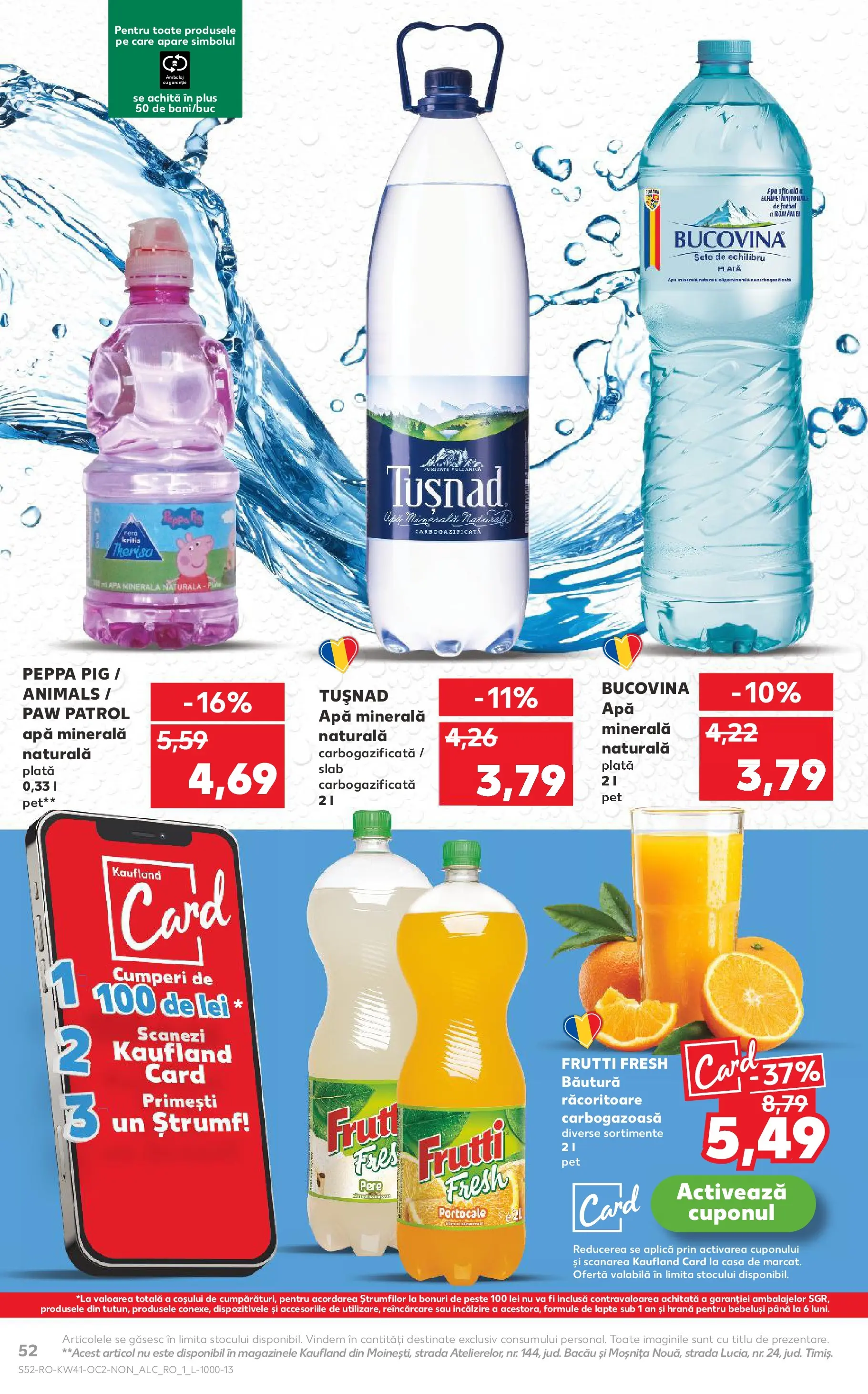 Catalog Kaufland - Bucureşti 08.10.2025 - Revista si Oferta | Pagină: 52 | Produse: Lapte, Portocale, Pește, Apă