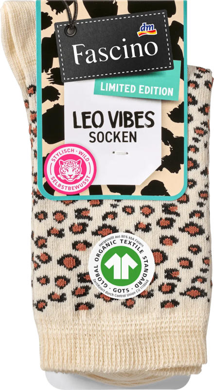 Fascino Socken mit Leo-Muster beige & braun Gr. 35.38