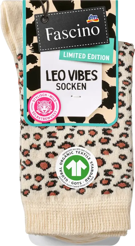Fascino Socken mit Leo-Muster beige & braun Gr. 39-42