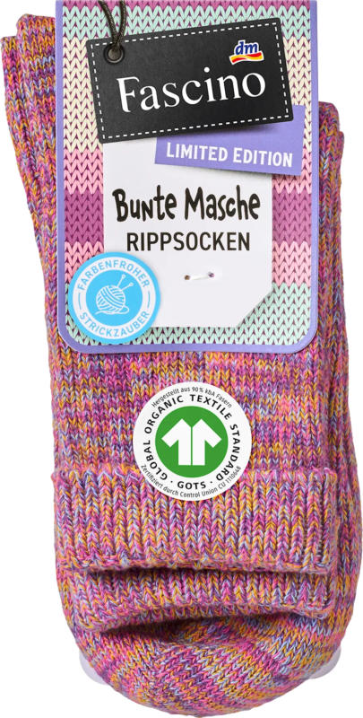 Fascino Socken in Strick-Optik mit Umschlagbund pink Gr. 35-38