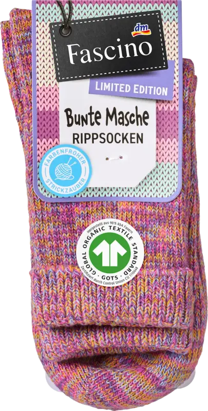 Fascino Socken in Strick-Optik mit Umschlagbund pink Gr. 35-38