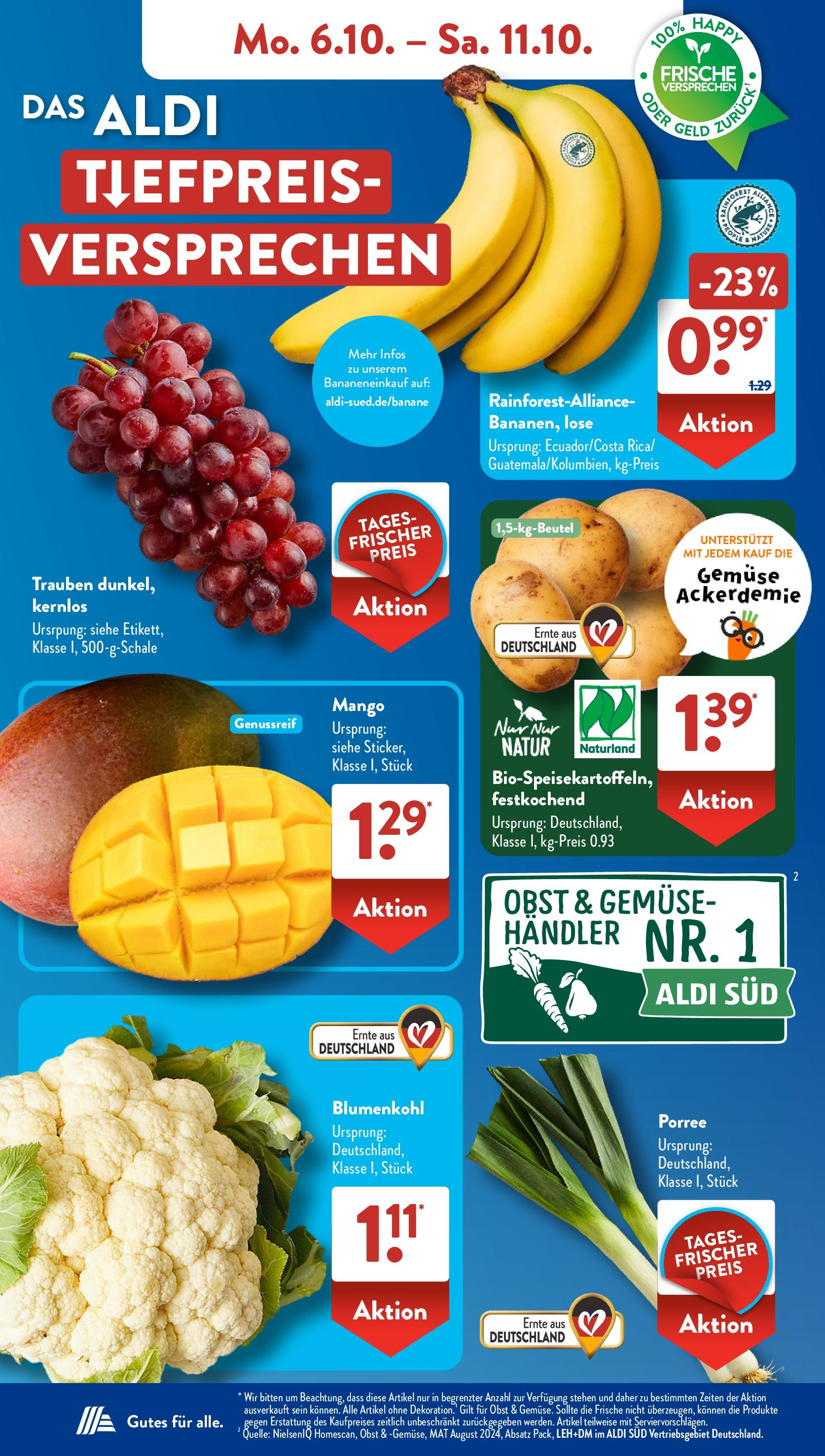 Aldi Süd - Aldi Süd: Wochenangebote (ab 06.10.2025) zum Blättern | Seite: 4 | Produkte: Gemüse, Obst, Mango, Blumenkohl