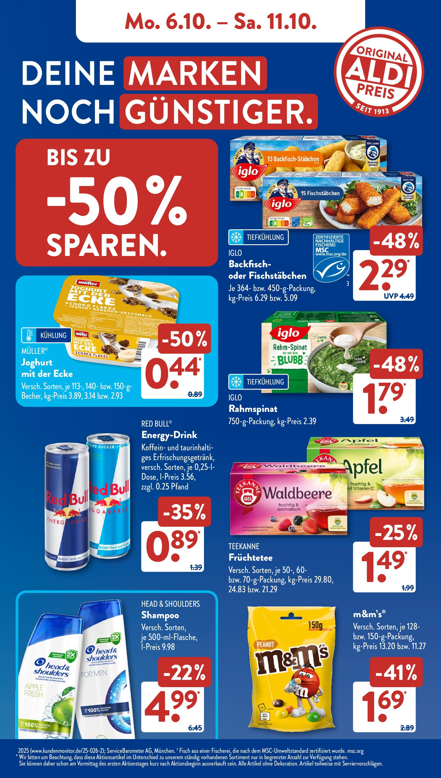 Aldi Süd - Aldi Süd: Wochenangebote (ab 06.10.2025) zum Blättern | Seite: 11 | Produkte: Äpfel, M&M's, Shampoo, Teekanne