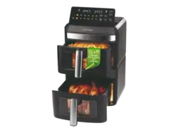 Gourmetmaxx 16439 Fryup XL Vertikal Doppel-Heißluftfritteuse, mit Sichtfenster 12 l, Schwarz