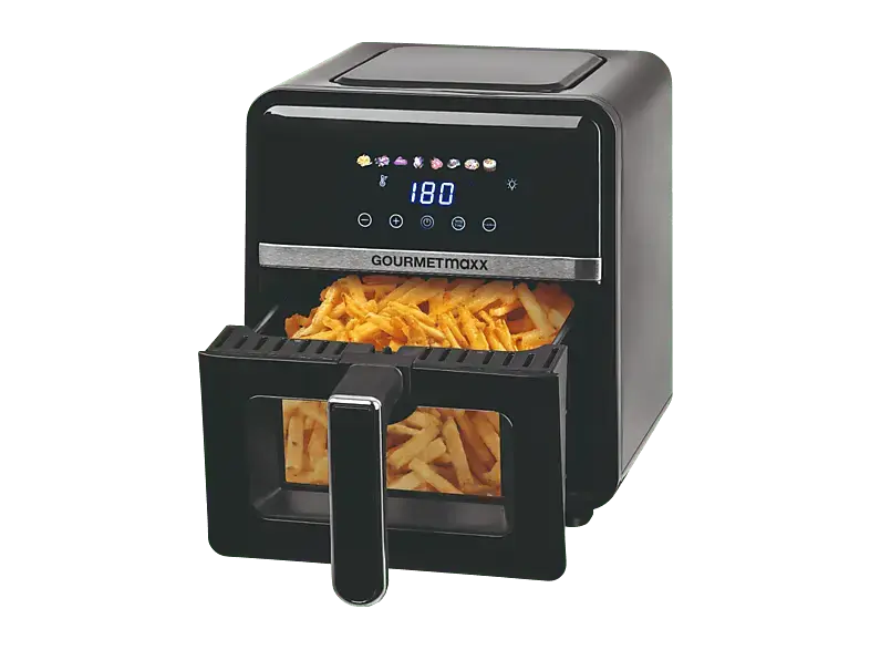 Gourmetmaxx 16539 Heißluftfritteuse mit Sichtfenster 5 kg, Schwarz