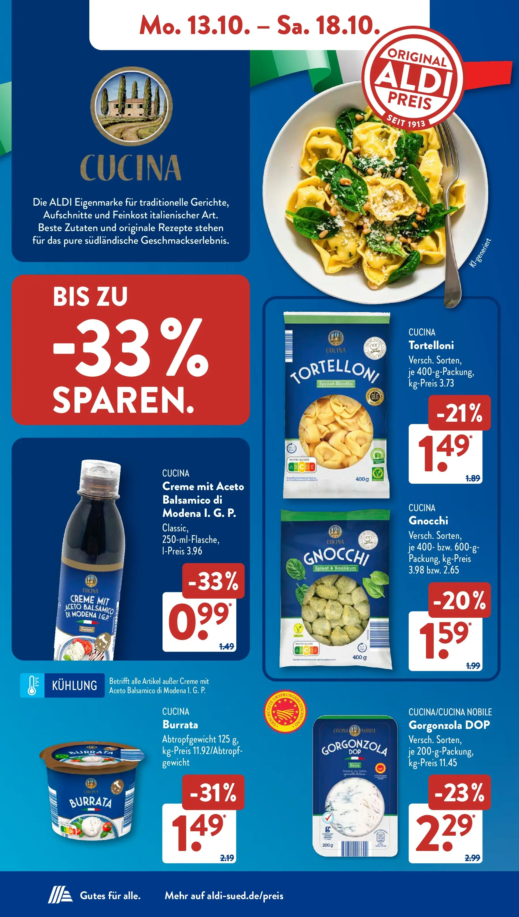 Aldi Süd - Aldi Süd: Wochenangebote (ab 13.10.2025) zum Blättern | Seite: 10 | Produkte: Gewicht, Balsamico, Creme, Burrata