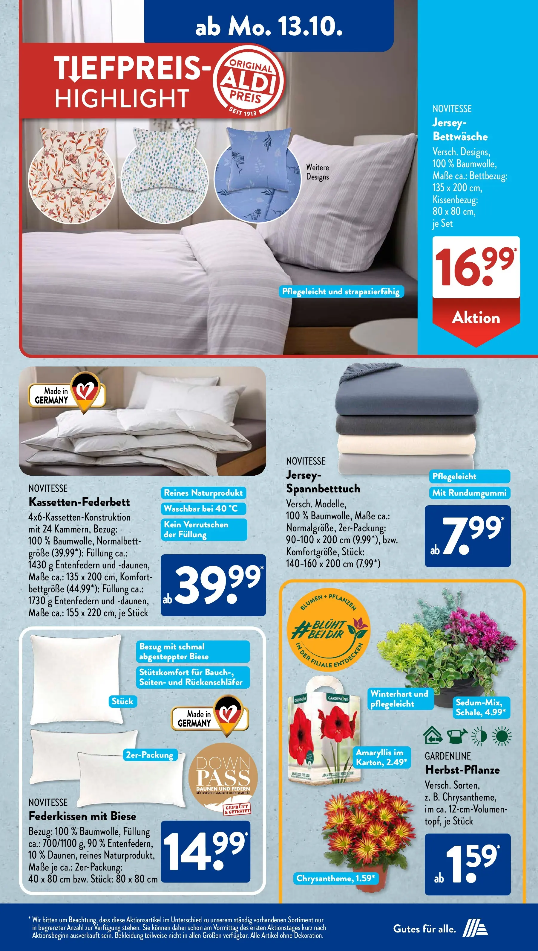 Aldi Süd - Aldi Süd: Wochenangebote (ab 13.10.2025) zum Blättern | Seite: 15 | Produkte: Bettwäsche, Blumen, Bekleidung