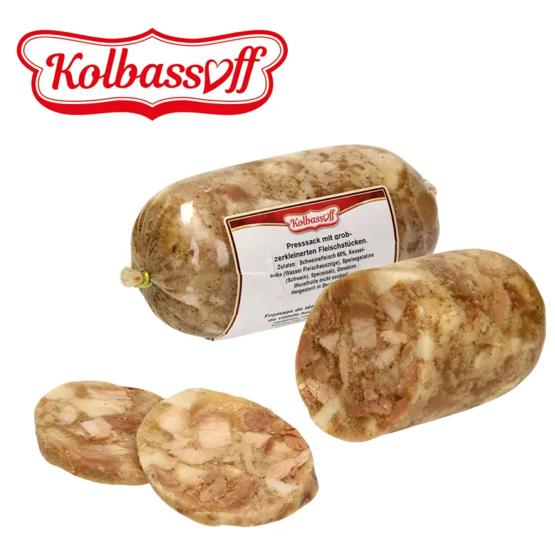 Presssack mit grobzerkleinerten Fleischstücken