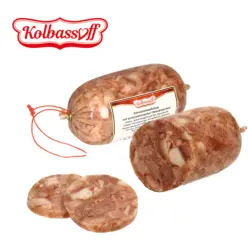 Schweinskopfsülze mit grobzerkleinerten Fleischstücken