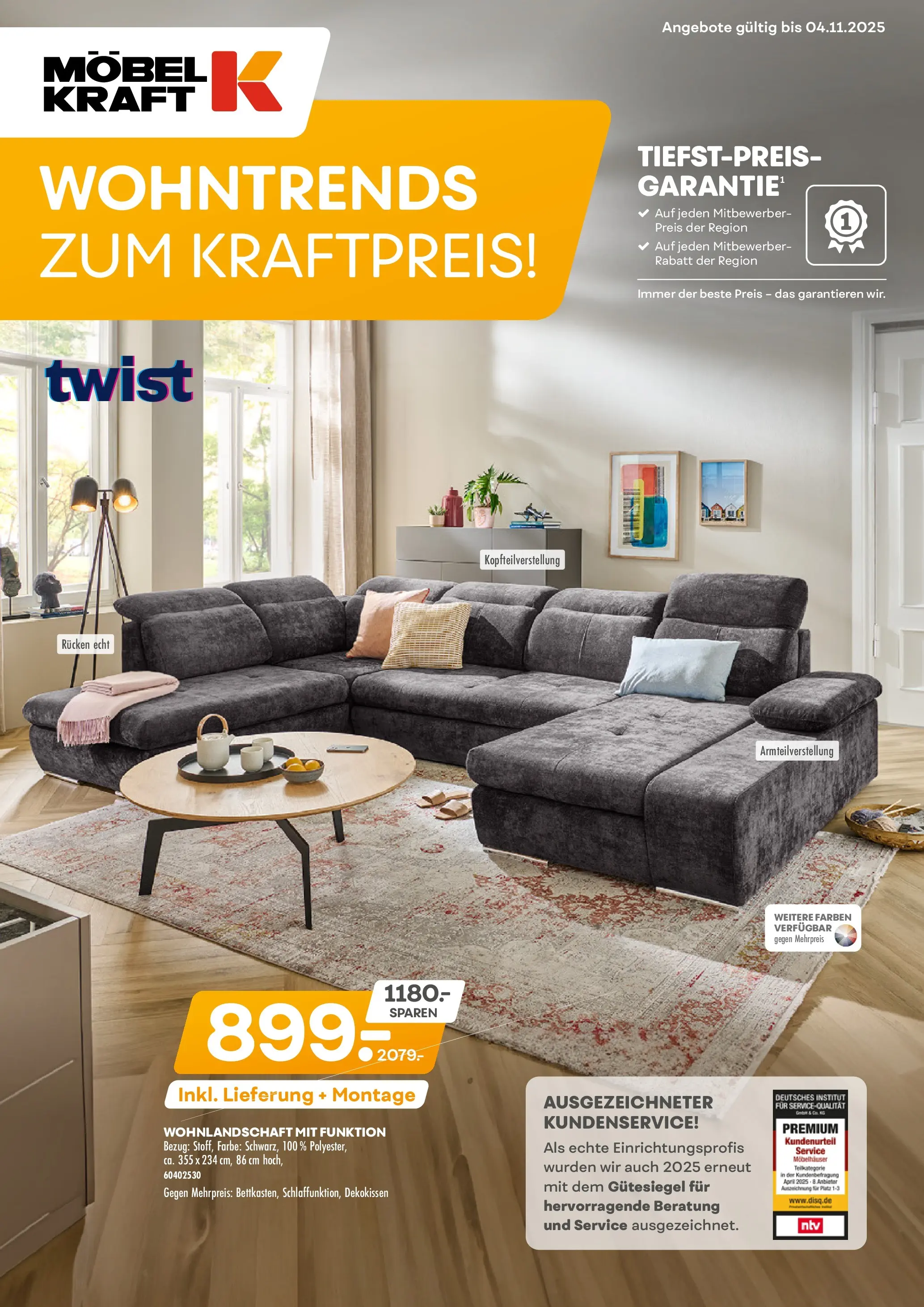 Möbel Kraft Prospekt 	 (ab 07.10.2025) zum Blättern | Seite: 1 | Produkte: Wohnlandschaft