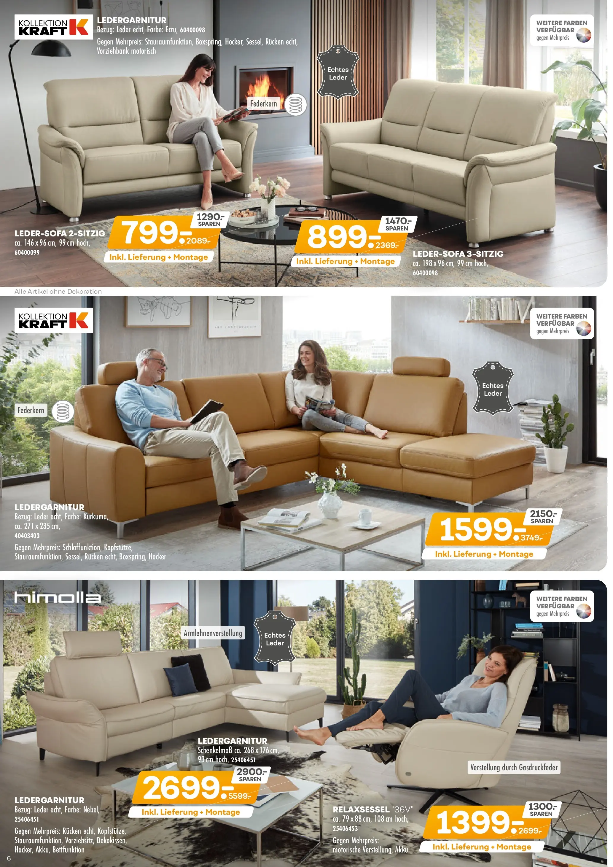 Möbel Kraft Prospekt 	 (ab 07.10.2025) zum Blättern | Seite: 6 | Produkte: Hocker, Ledersofa, Relaxsessel