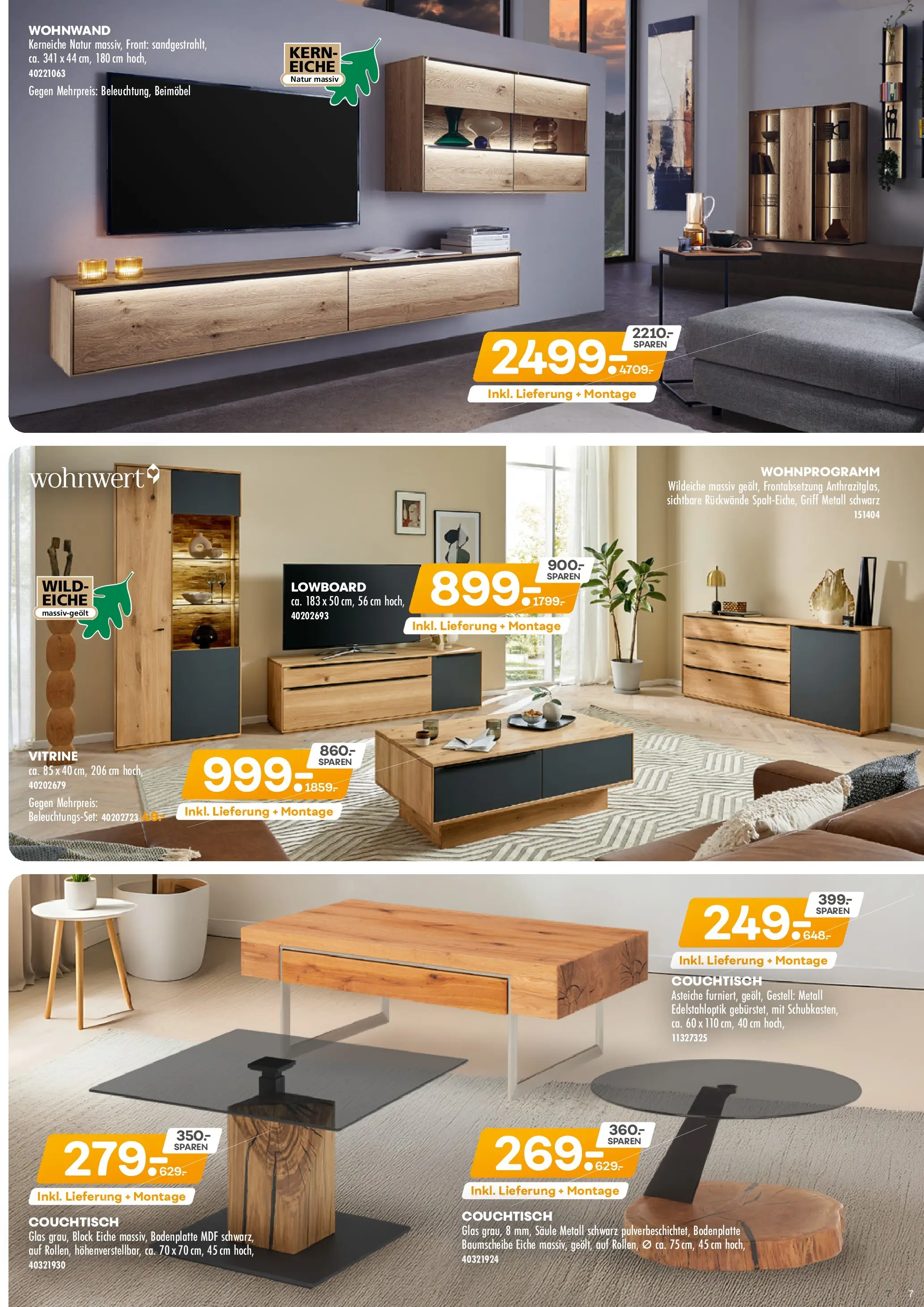 Möbel Kraft Prospekt 	 (ab 07.10.2025) zum Blättern | Seite: 7 | Produkte: Wohnwand, Lowboard, Vitrine, Couchtisch