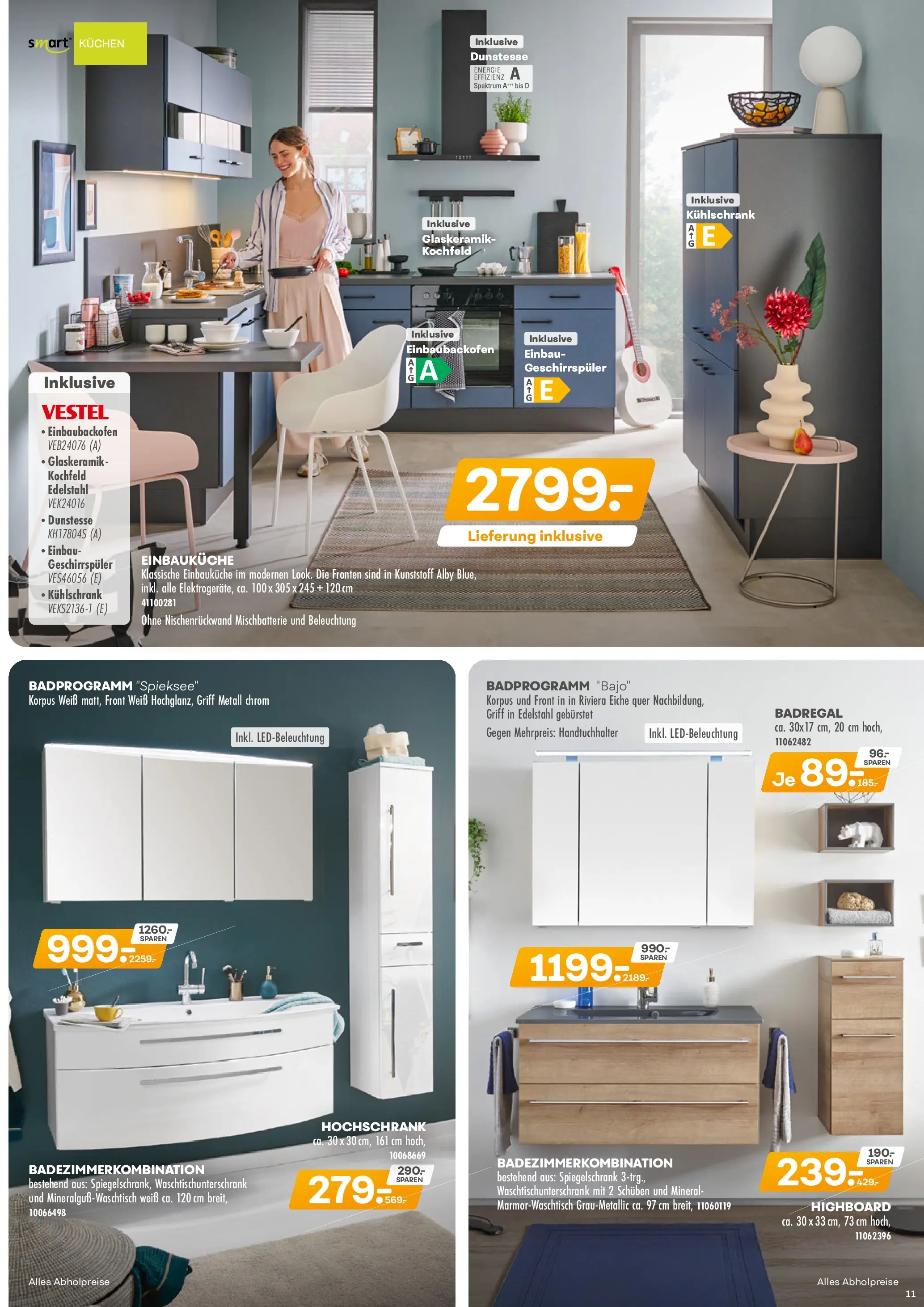 Möbel Kraft Prospekt 	 (ab 07.10.2025) zum Blättern | Seite: 11 | Produkte: Einbauküche, HIghboard, Kühlschrank, Spiegelschrank