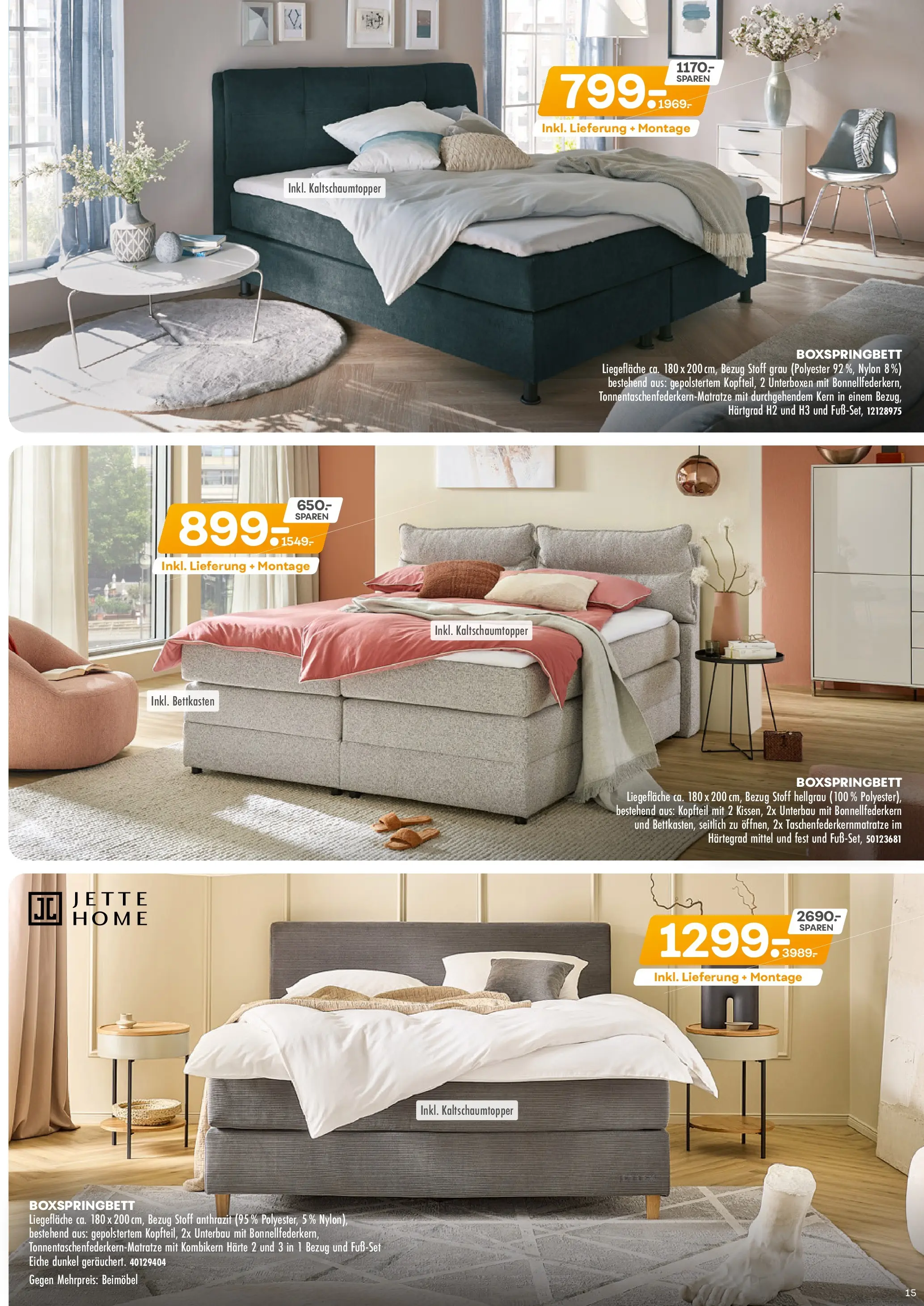 Möbel Kraft Prospekt 	 (ab 07.10.2025) zum Blättern | Seite: 15 | Produkte: Boxspringbett