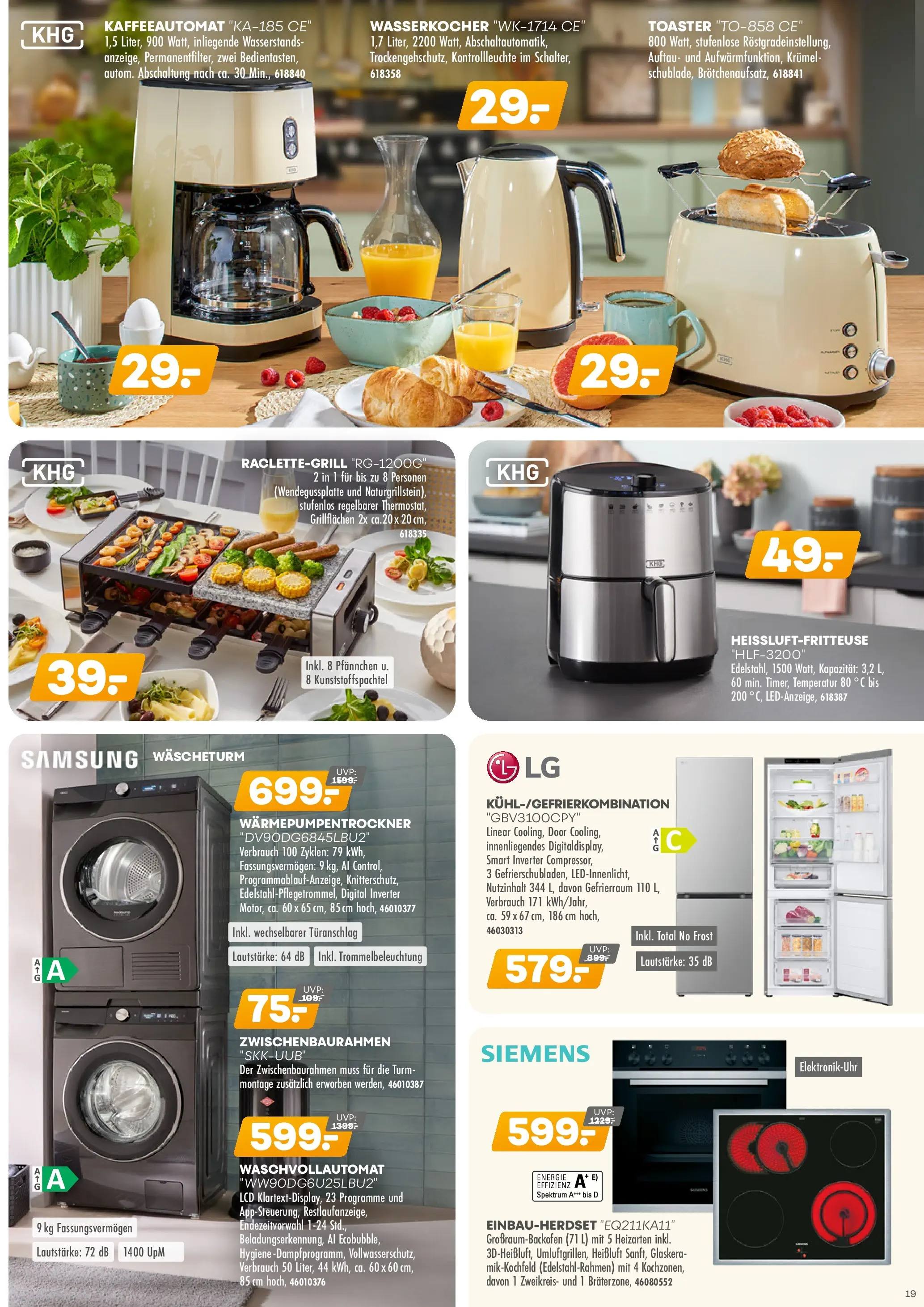 Möbel Kraft Prospekt 	 (ab 07.10.2025) zum Blättern | Seite: 19 | Produkte: Siemens, Wasserkocher, Toaster, Samsung