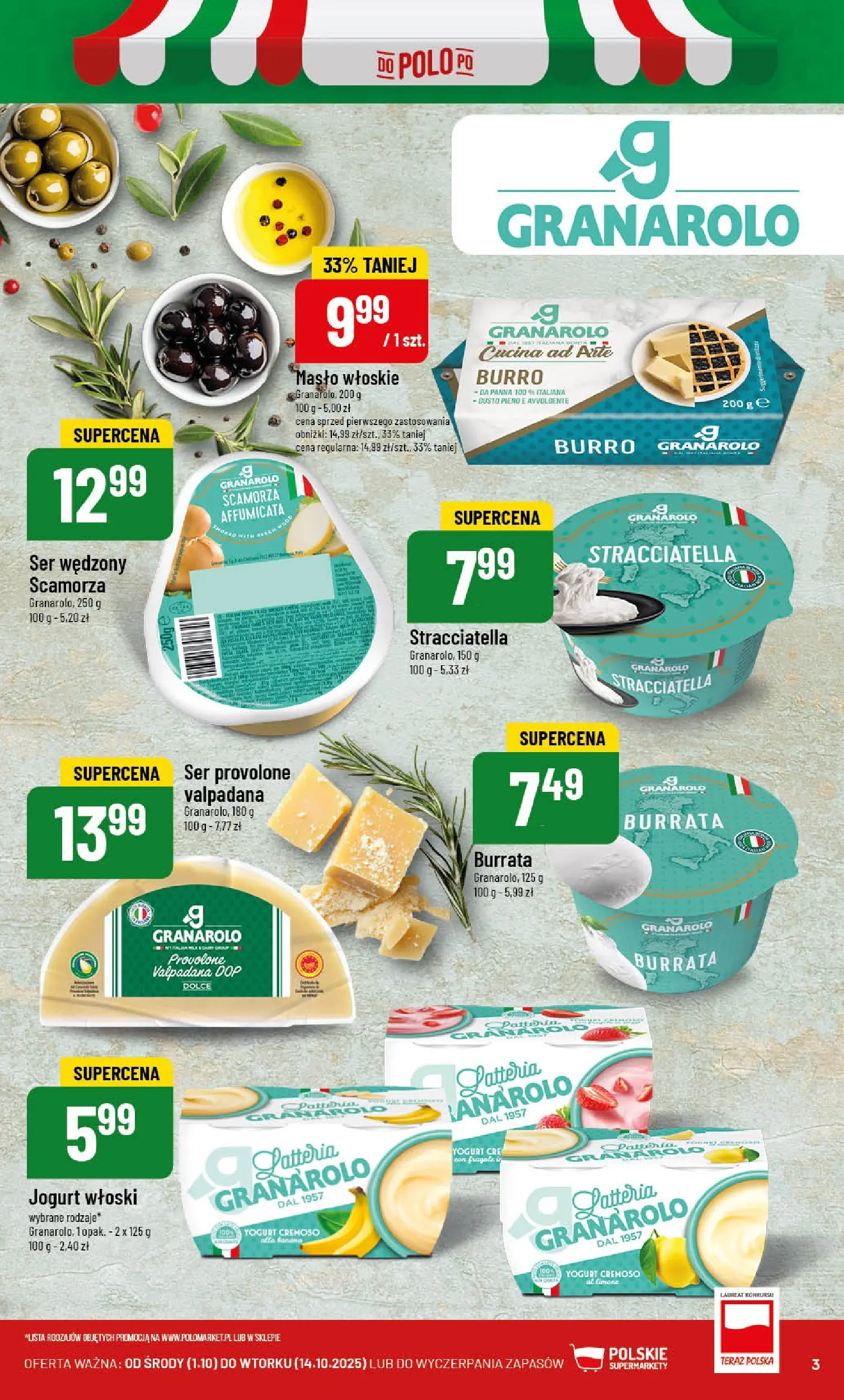 POLOmarket gazetka od jutra (01.10.2025) - Nowa PDF | Strona: 3 | Produkty: Masło, Ser, Jogurt
