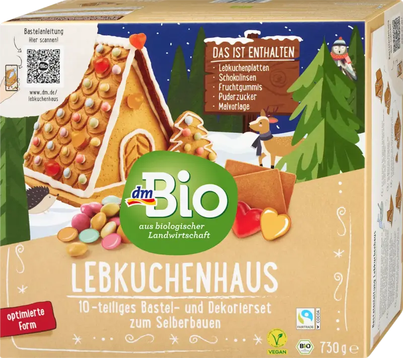 dmBio Lebkuchenhaus-Bastelset, 730 g