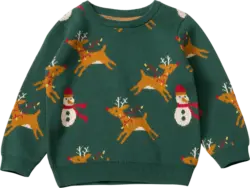 ALANA Pullover aus Strick mit Weihnachts-Muster, grün, Gr. 122