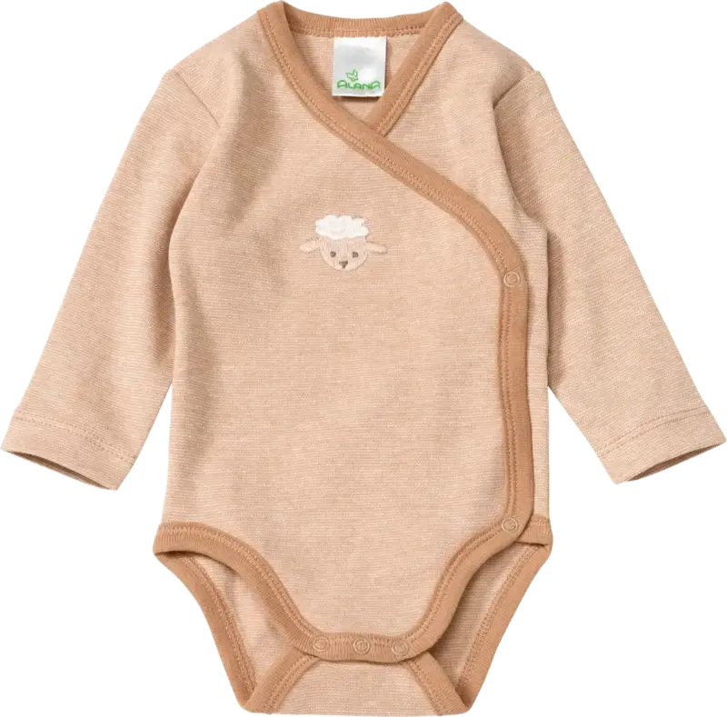 ALANA Wickelbody Langarm mit Schaf-Applikation, beige, Gr. 62/68