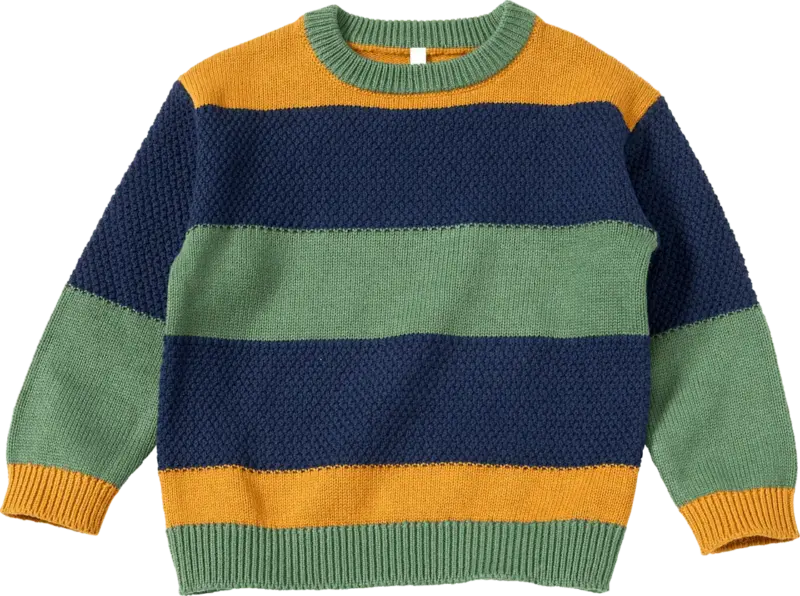 ALANA Pullover aus Strick mit Blockringel-Muster, braun & grün & blau, Gr. 122
