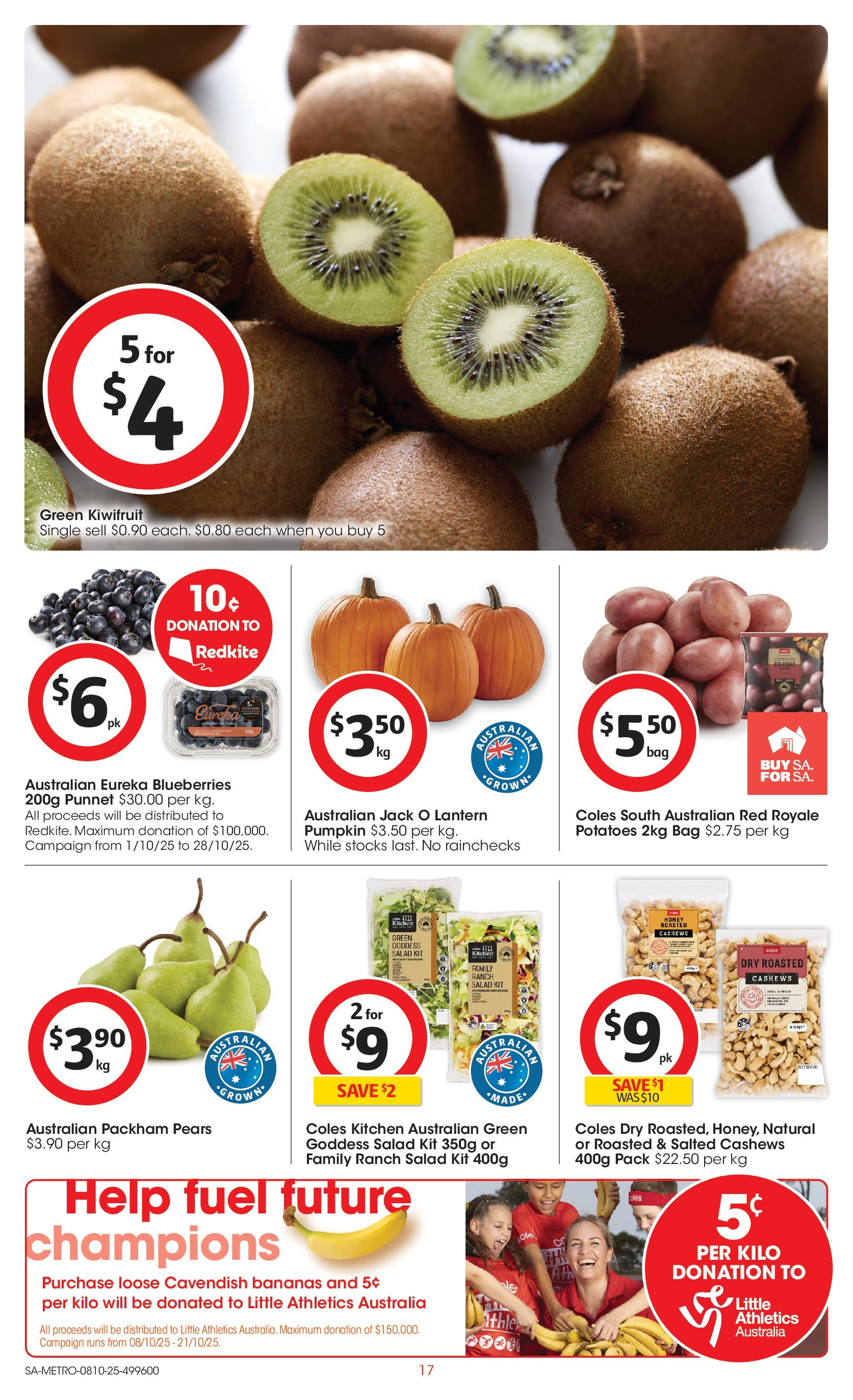 ﻿﻿Coles catalogue valid from 07/10/2025 > Online Australia | Page: 17 | Products: Bananas, Kiwifruit, Salad, Potatoes