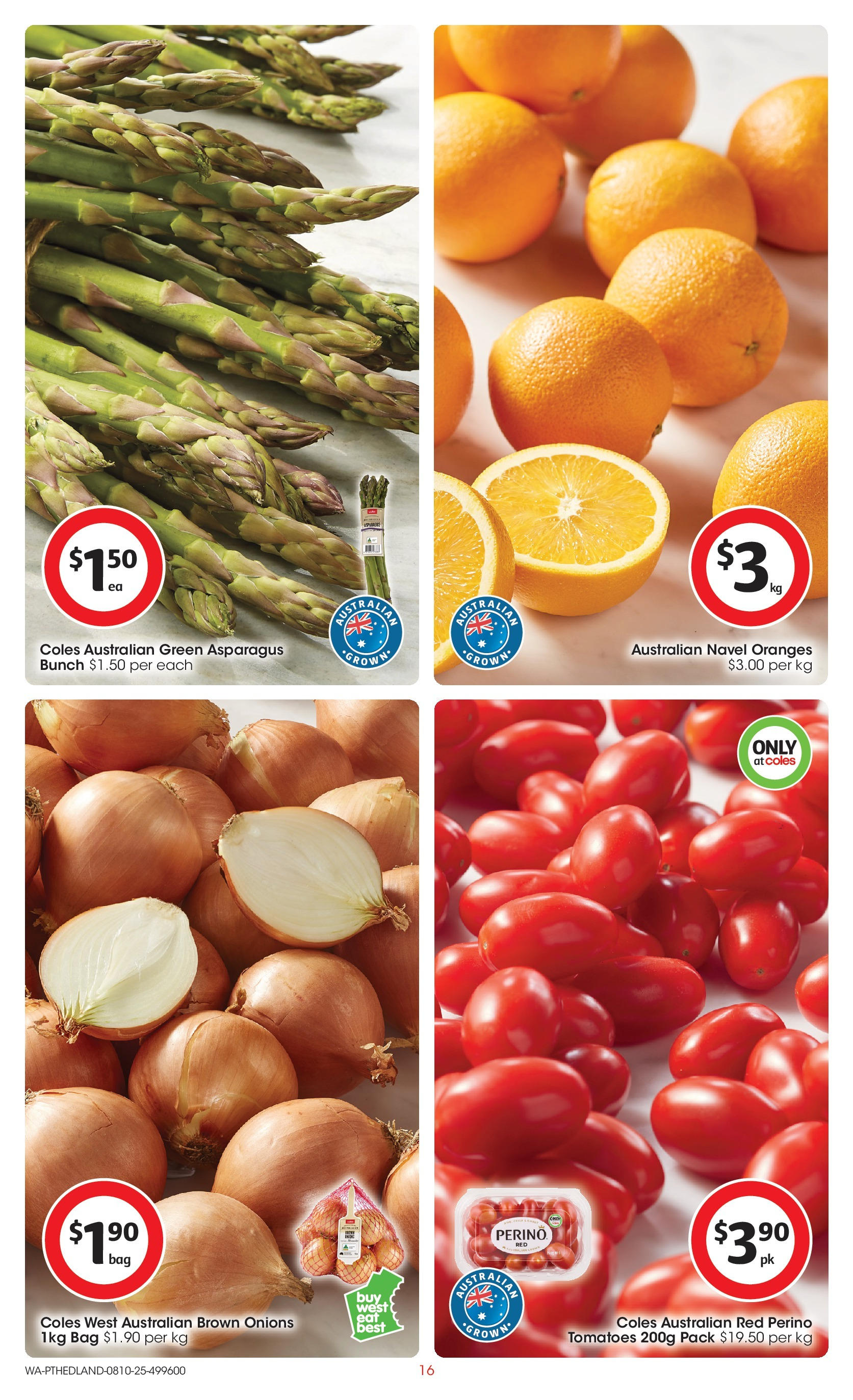 ﻿﻿Coles catalogue valid from 07/10/2025 > Online Australia | Page: 16 | Products: Oranges, Tomatoes, Onions, Bag