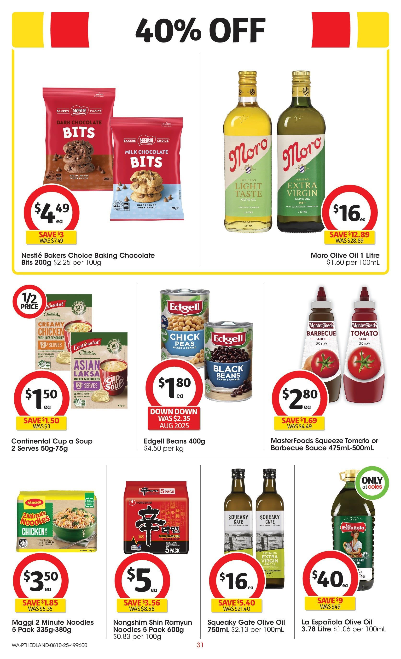 ﻿﻿Coles catalogue valid from 07/10/2025 > Online Australia | Page: 31 | Products: Light, Chocolate, Olive oil, Sauce